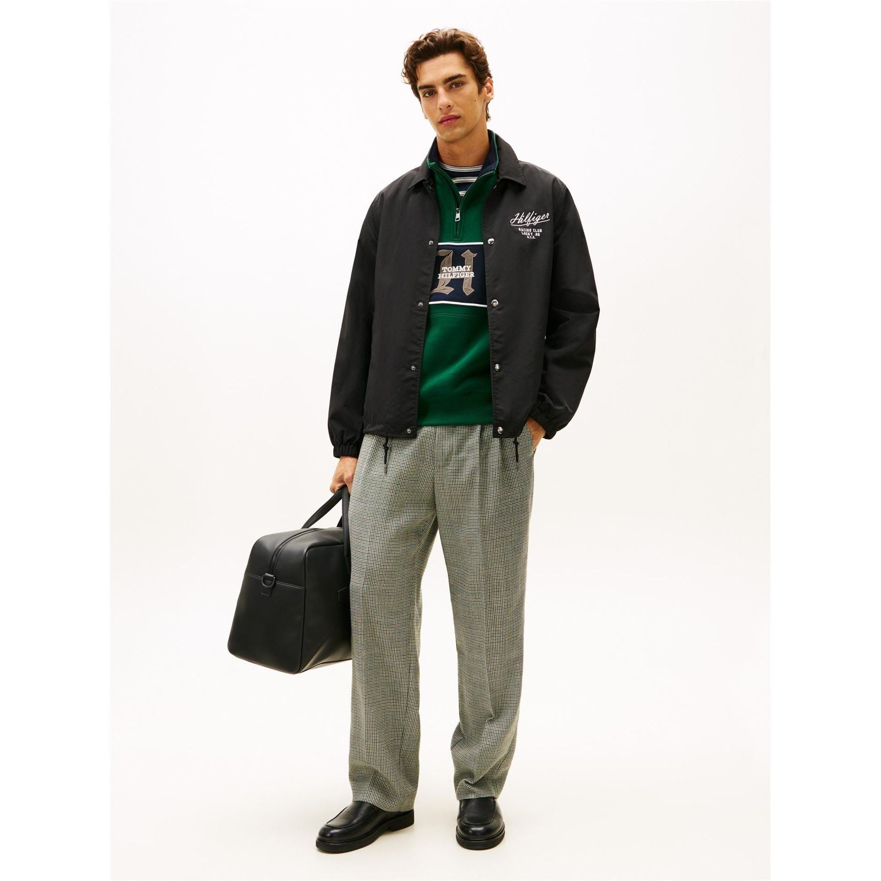 Tommy Hilfiger Solid Patterned Snap Button Coach Jacket with Front Pocket