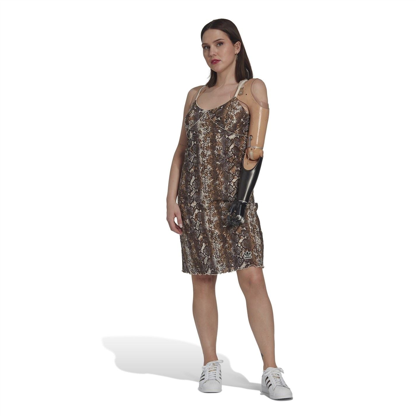 adidas Originals Snake Mesh Scoop Neck Mini Slip Dress