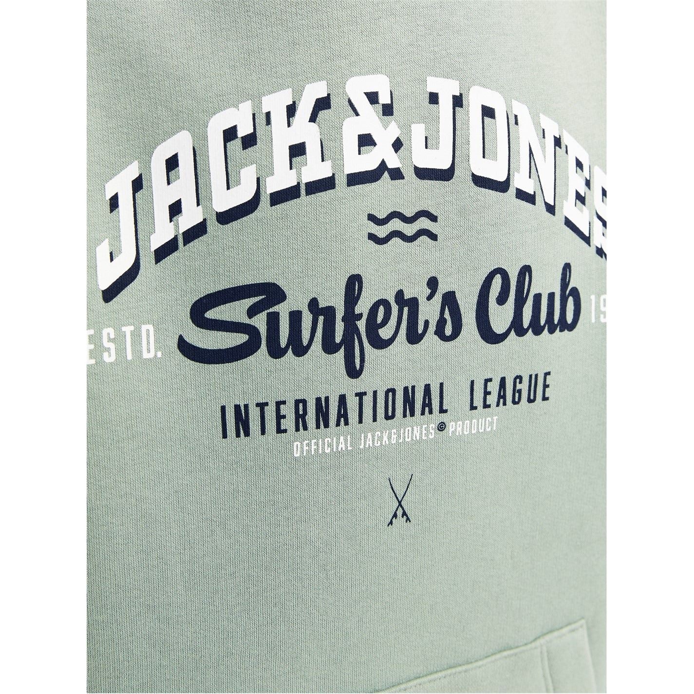 Jack and Jones Logo Print Hooded Neck Kangaroo Pocket Sweatshirt