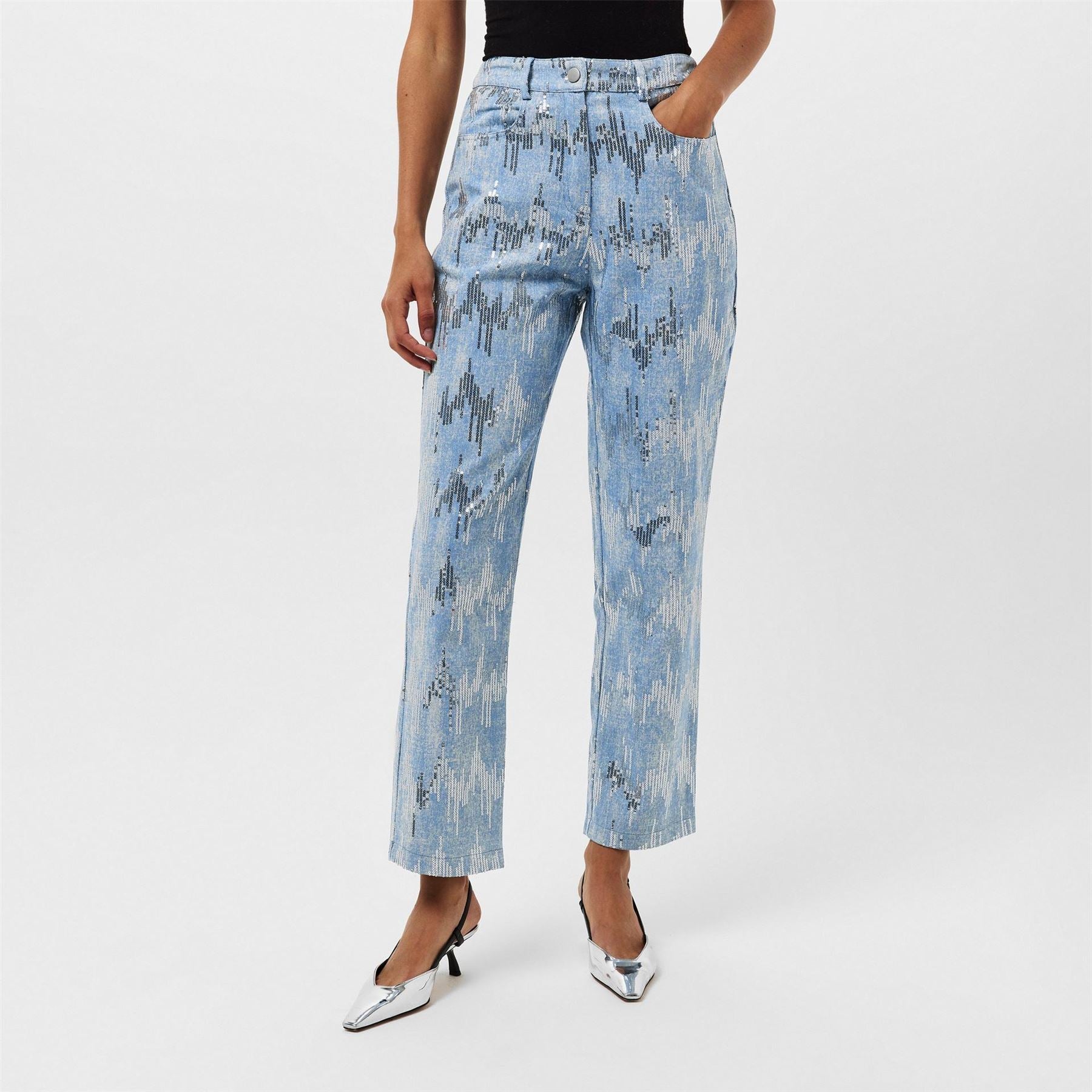 AmyLynn Embellished Five Pocket Straight Leg Jeans