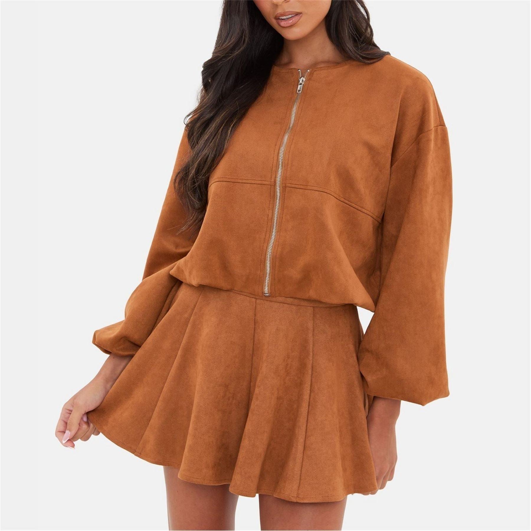 I Saw It First Suede Bubble Hem Jacket