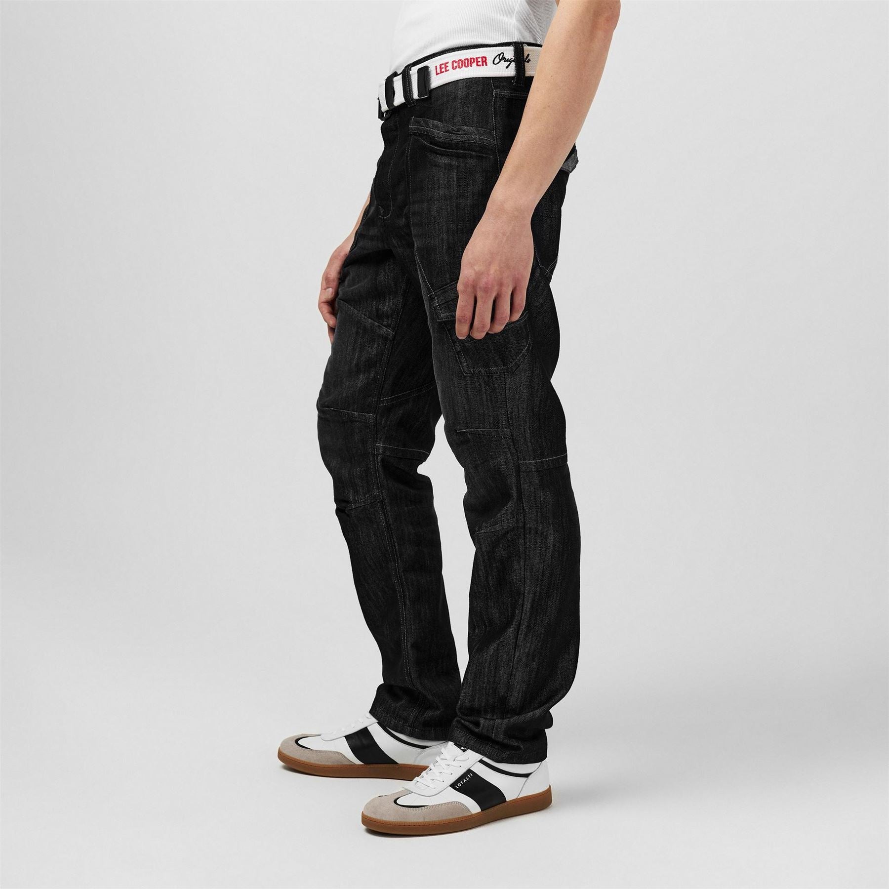 Lee Cooper Mens Belted Cargo Jeans