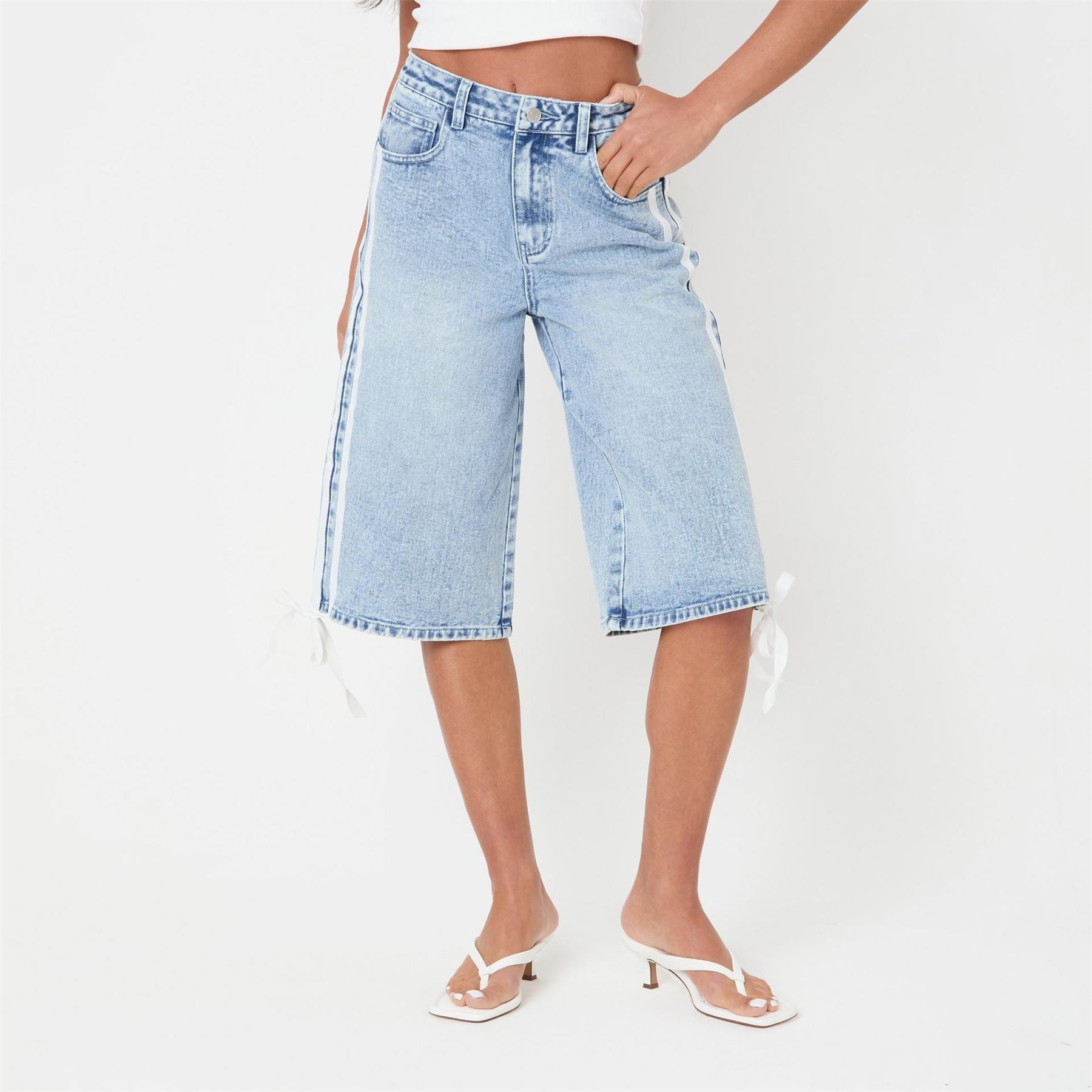 I Saw It First Fit Knee Length Denim Jorts