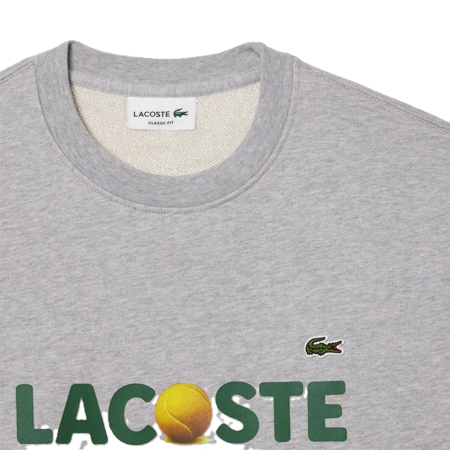 Lacoste Ribbed Cuff Lettering Crew Neck Sweater