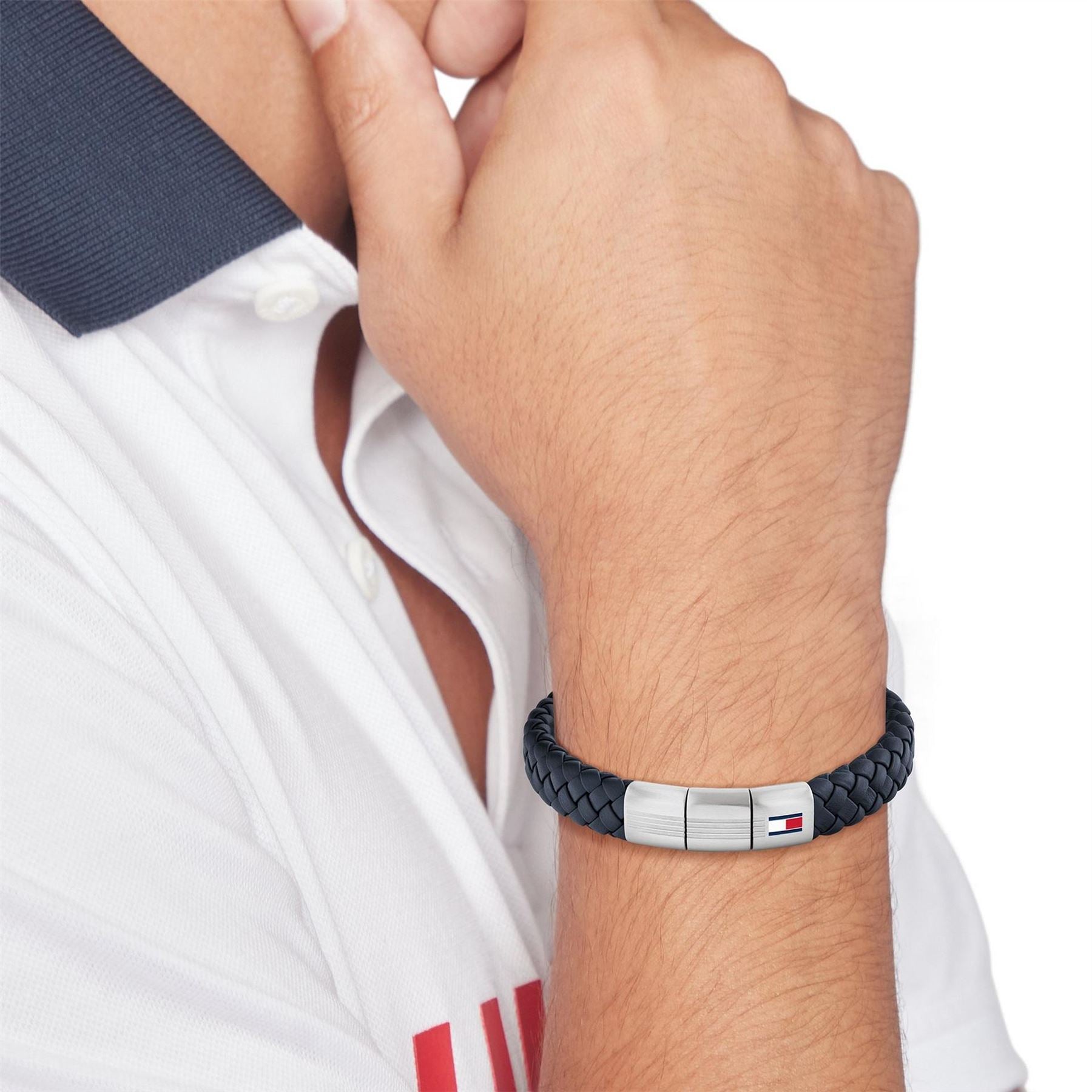 Tommy Hilfiger Round Braided Leather Bracelet