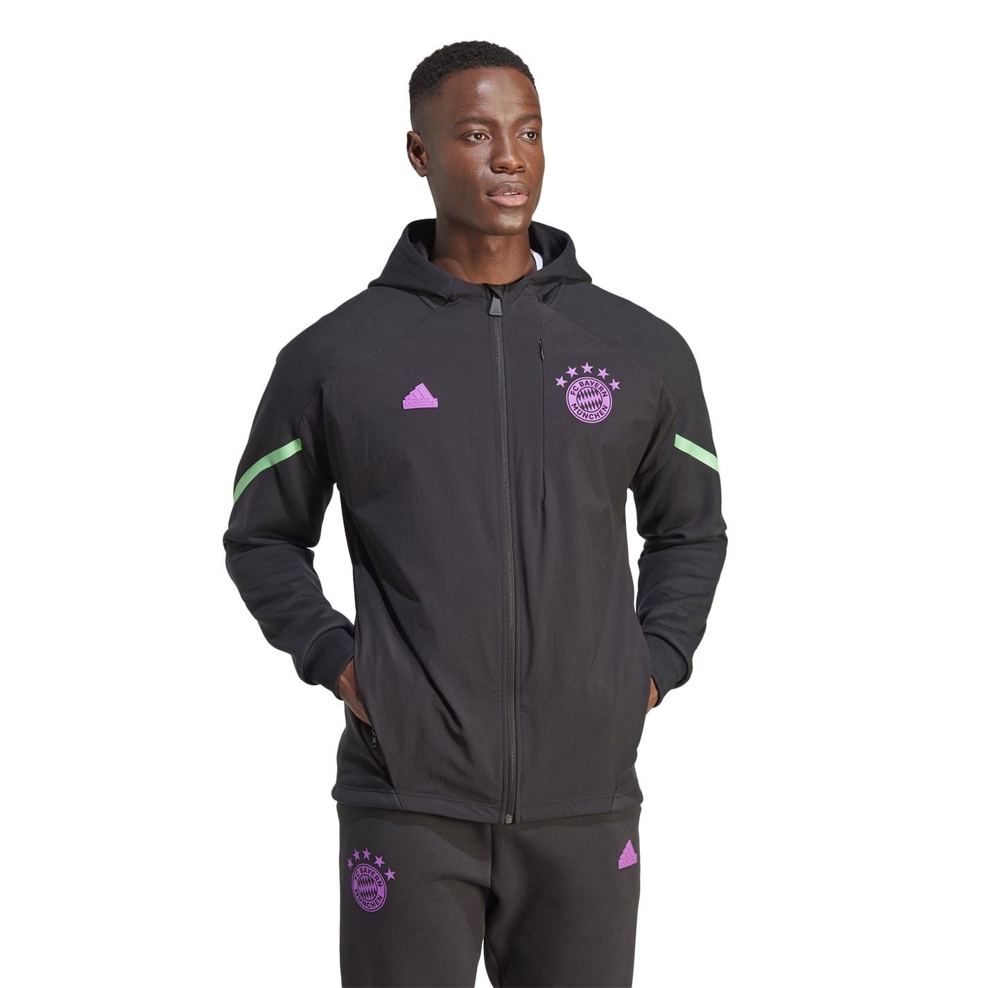 adidas Mens Bayern Munich Designed For Gameday Full Zip 2024 2025 Hoodie