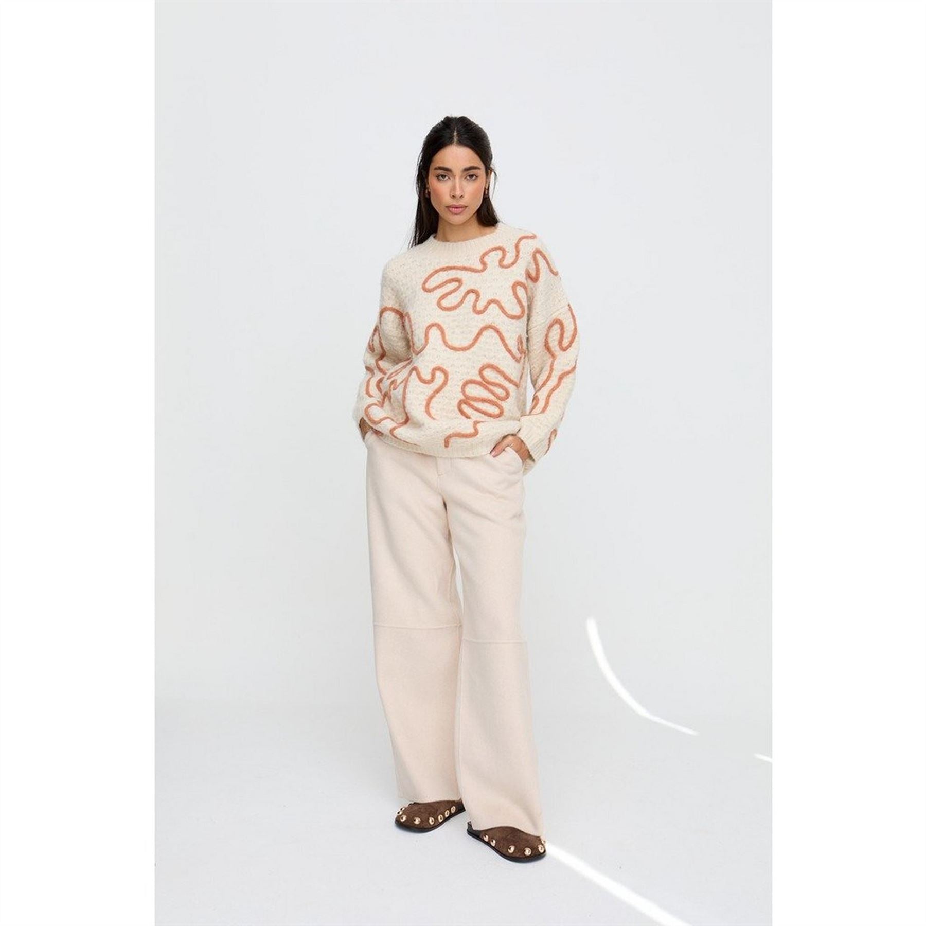 Raffya Elton Crew Neck Drop Shoulder Sweater