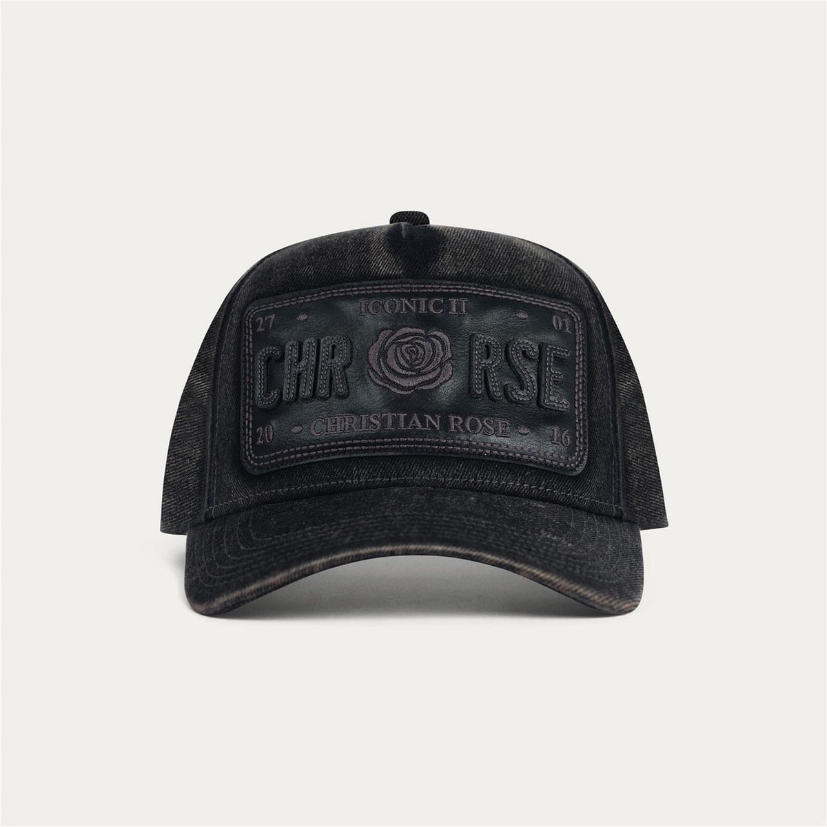 Christian Rose Iconic Ii Leather Baseball Cap
