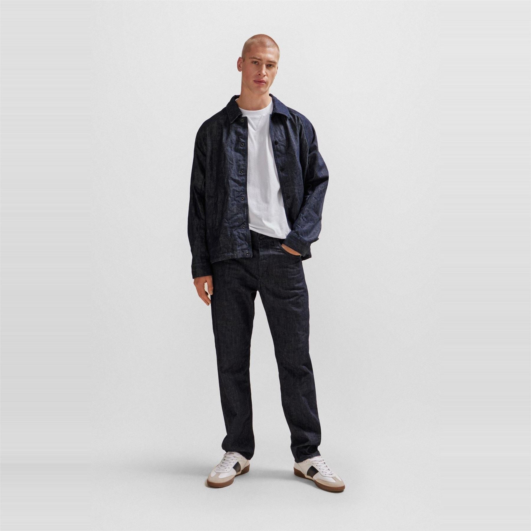 Boss Collared Neck Raglan Sleeve Slim Fit Shirt