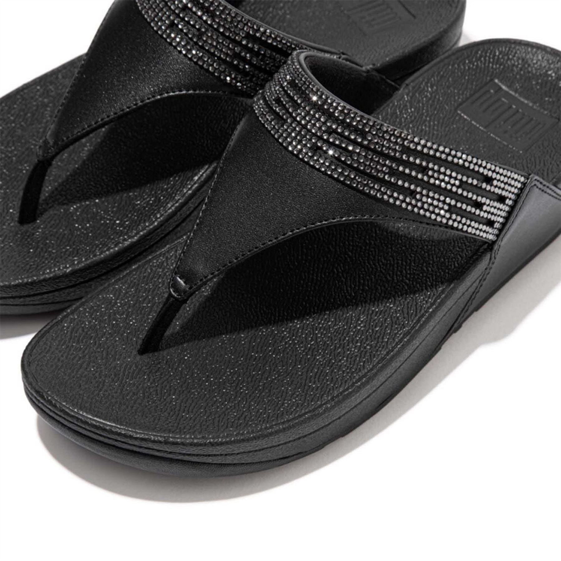 Fitflop Lulu Lasercrystal Leather Toe Post Sandals