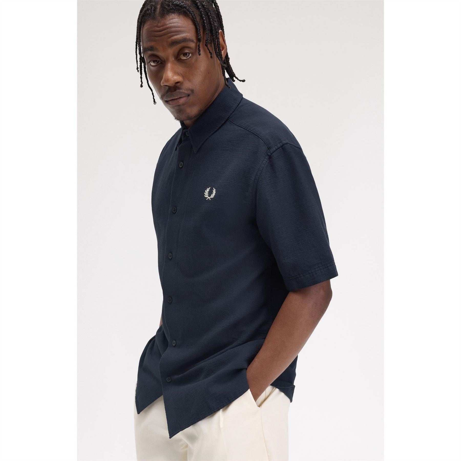 Fred Perry Seersucker Short Sleeve Patterned Shirt
