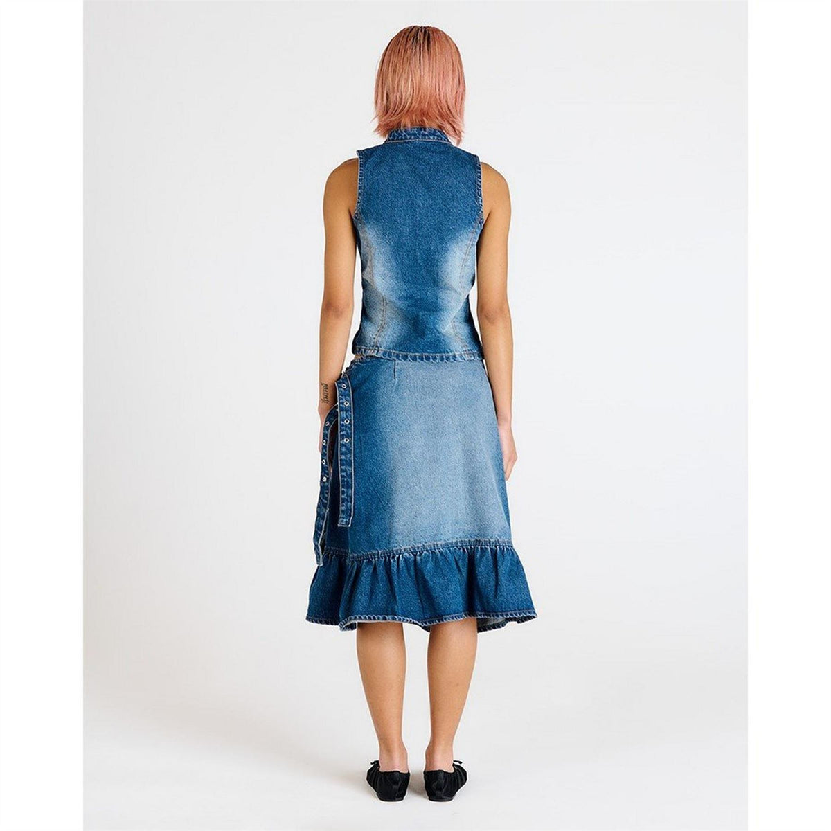 The Ragged Priest Gail Buckle Denim Skirt
