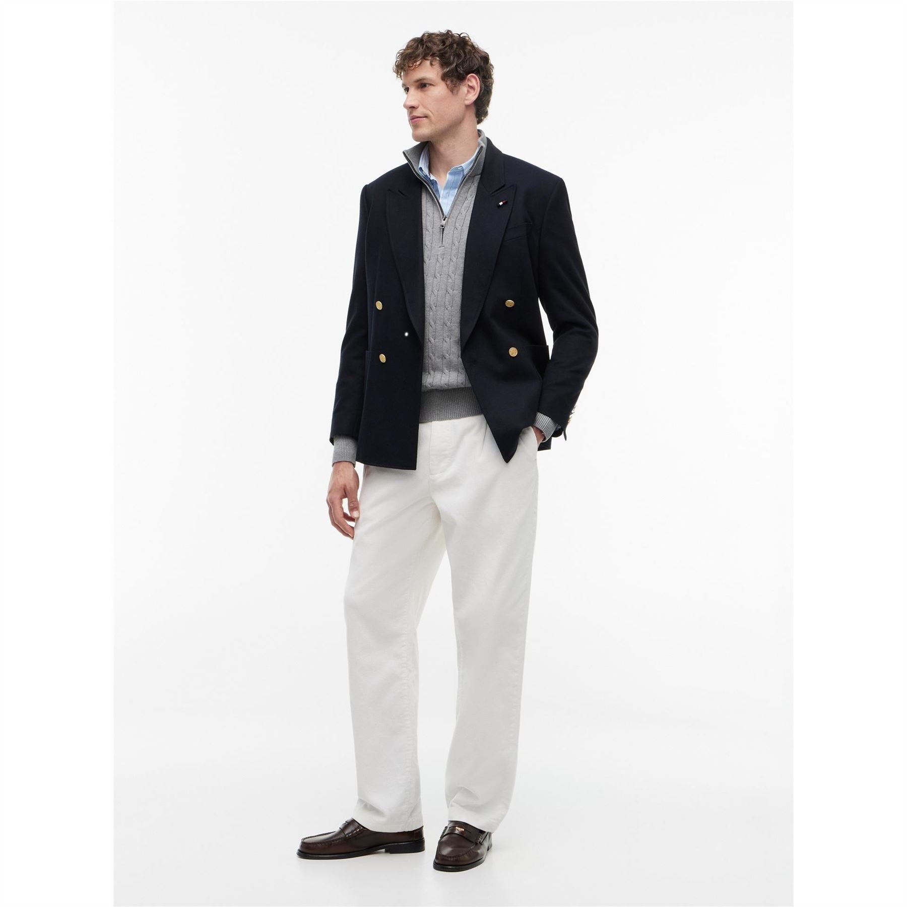 Tommy Hilfiger Hilfiger Classic Cotton Cable Zip Mock