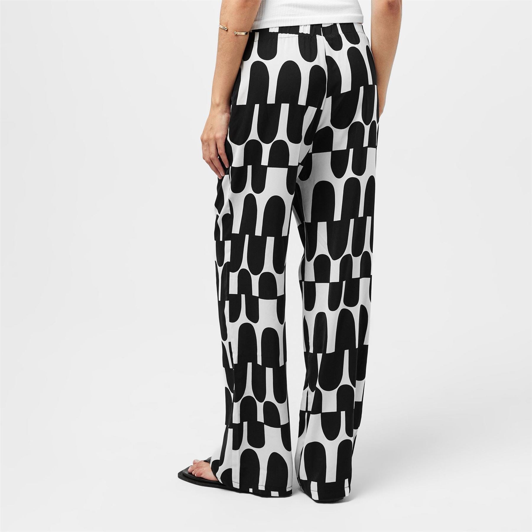 AX Paris And Cream Printed Geometric Trousers