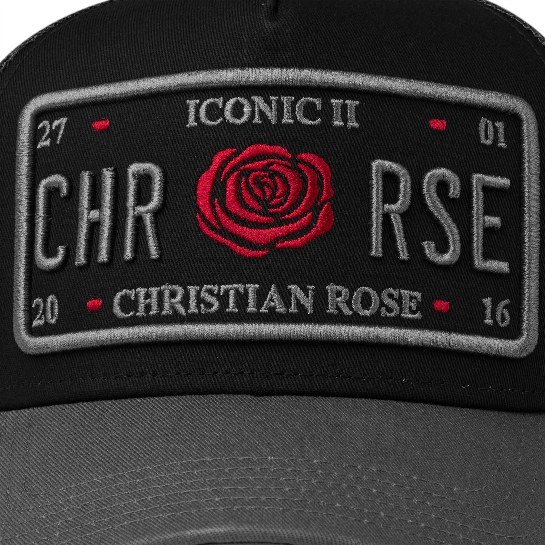 Christian Rose Ii Red Rose Plate Trucker Cap