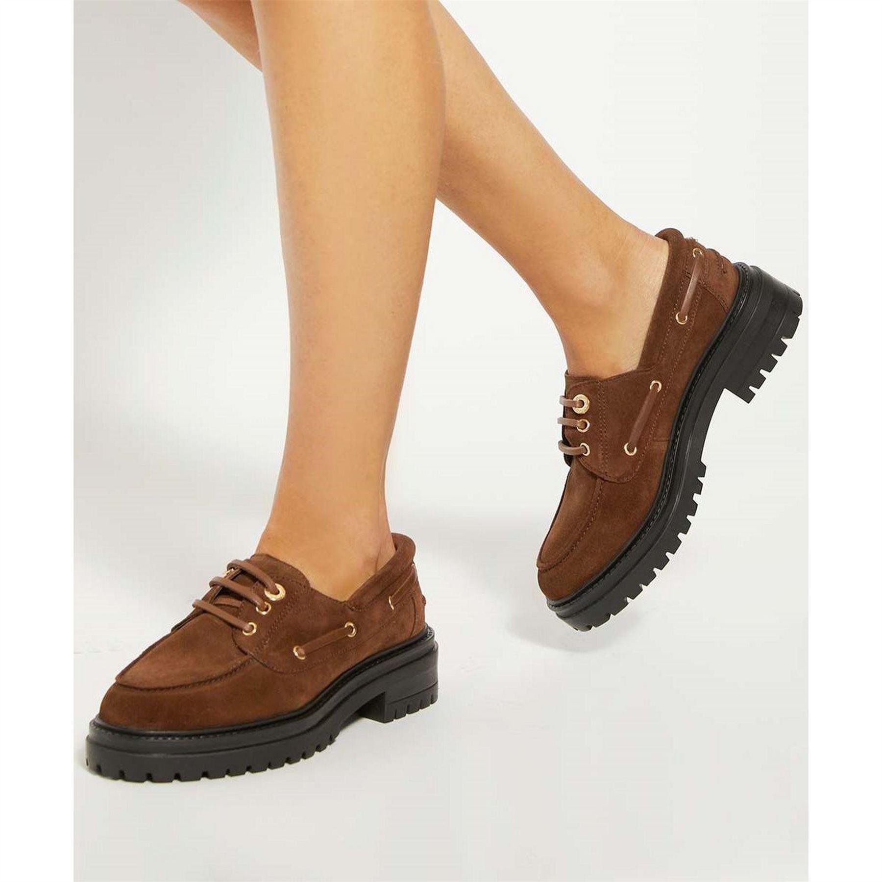 Dune London Glazit Lace Up Venetian Loafers with Lug Sole