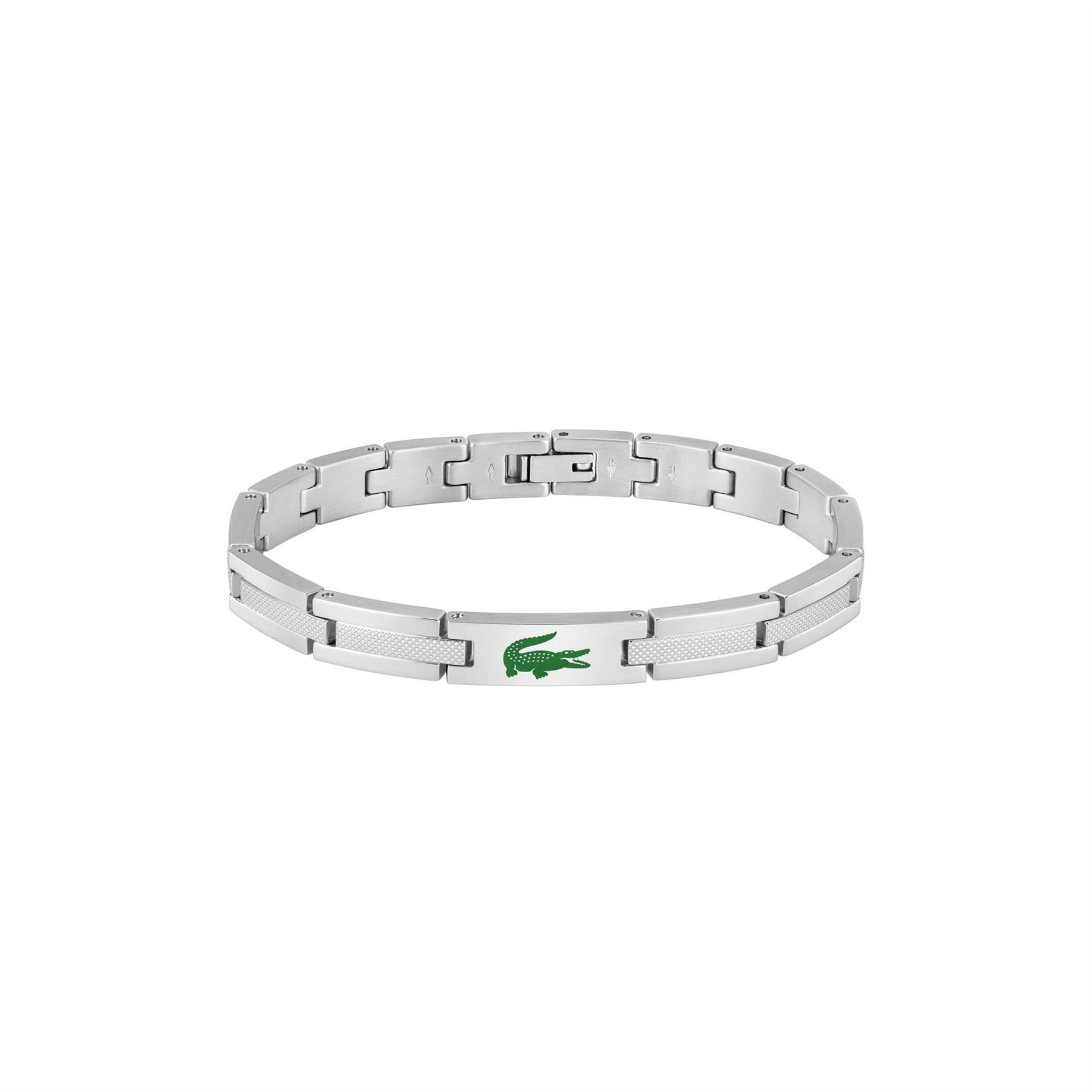 Lacoste Mens Stencil Gold Ip And Green Enamel Crocodile Bracelet