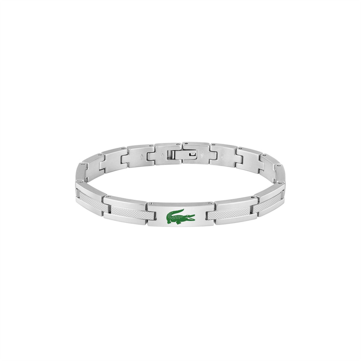 Lacoste Mens Stencil Gold Ip And Green Enamel Crocodile Bracelet