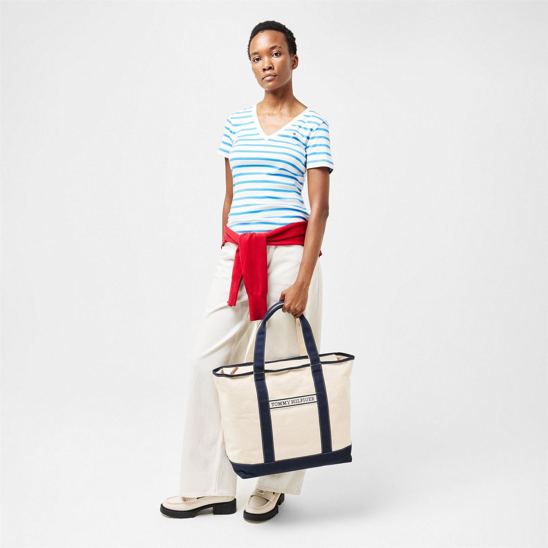 Tommy Hilfiger Summer Canvasas Color Block Tote with Logo