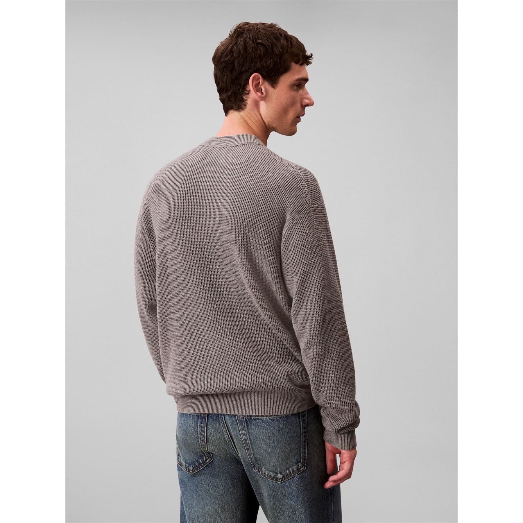 Calvin Klein Jeans Crew Neck Ribbed Collar Long Sleeve Sweater