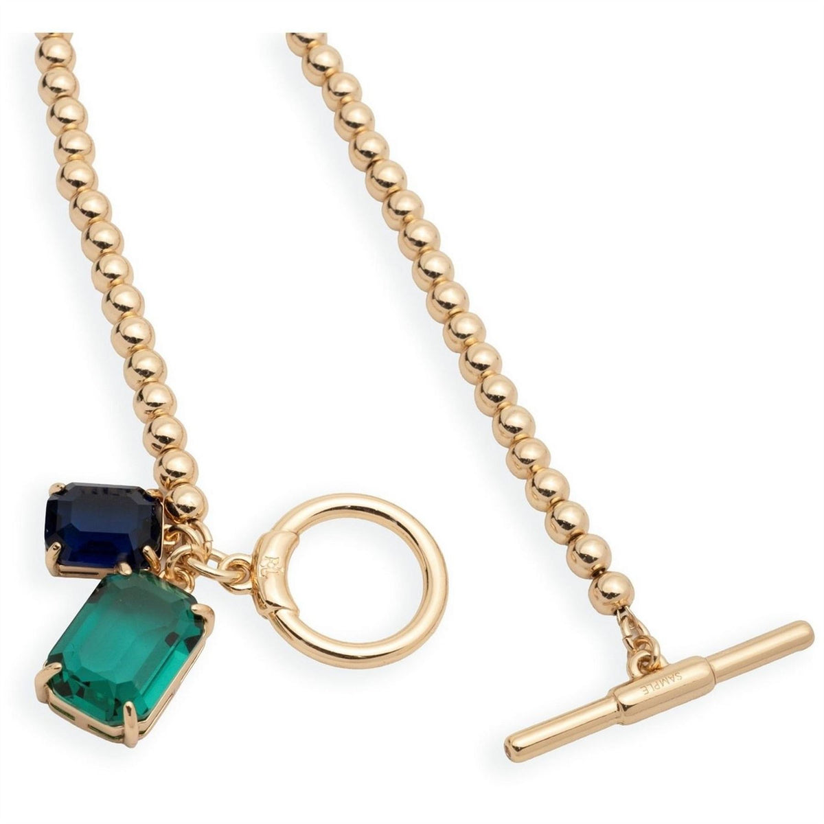 Lauren by Ralph Lauren Ralph Lauren Gold Tone Emerald  And  Blue Beaded Toggle Bracelet