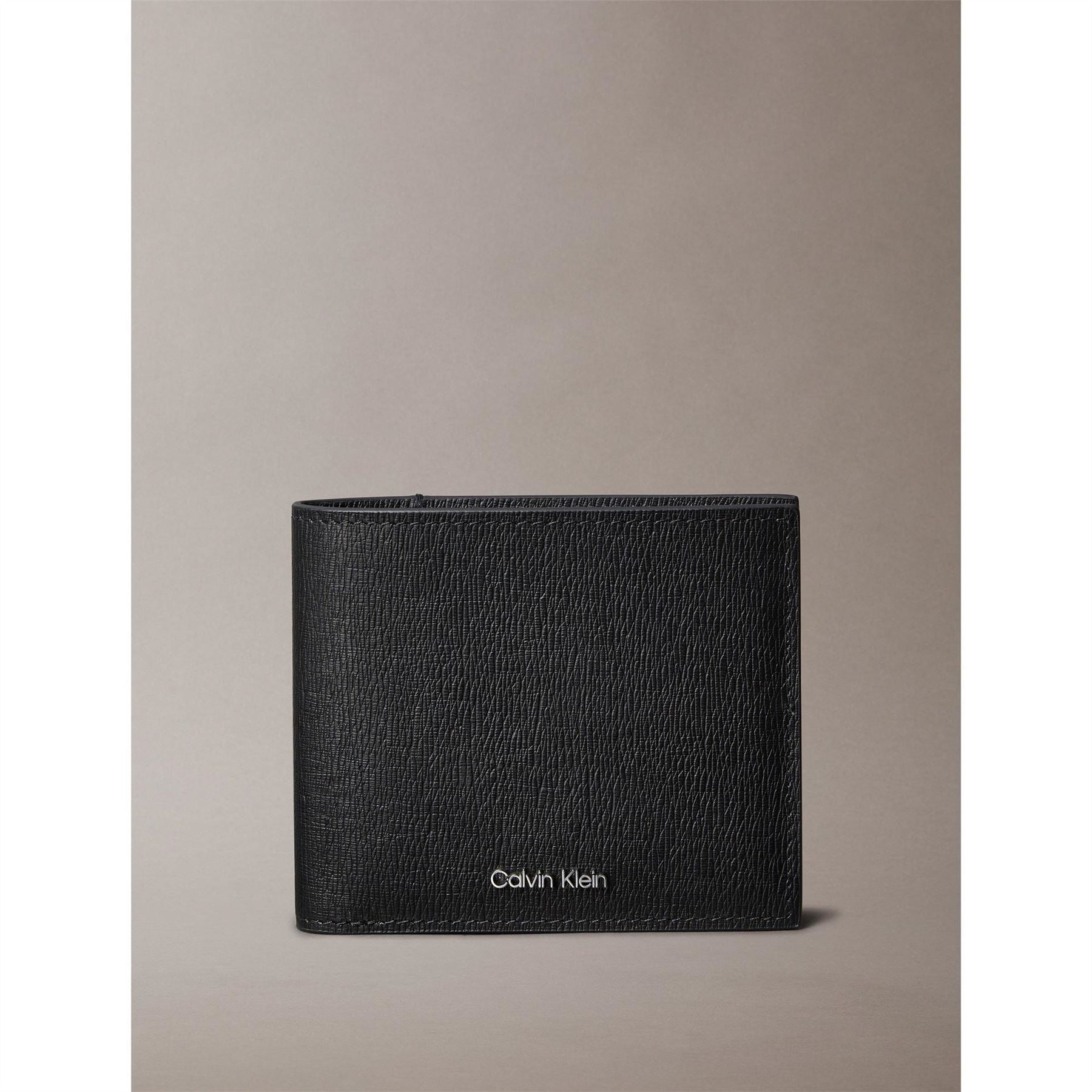 Calvin Klein Textured Billfold Wallet with Silver Tone Hardware