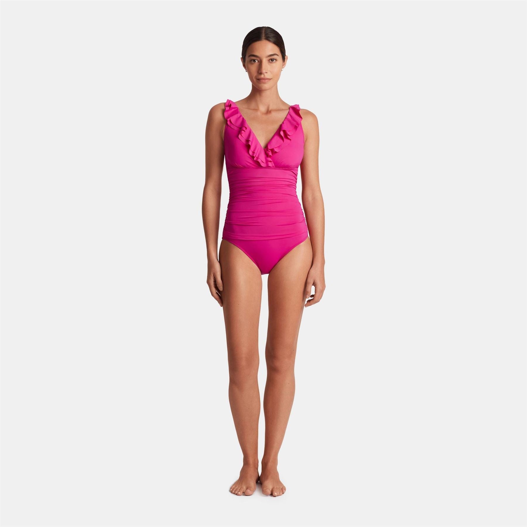Lauren by Ralph Lauren Regular Fit V-Neck One Piece Swimsuit