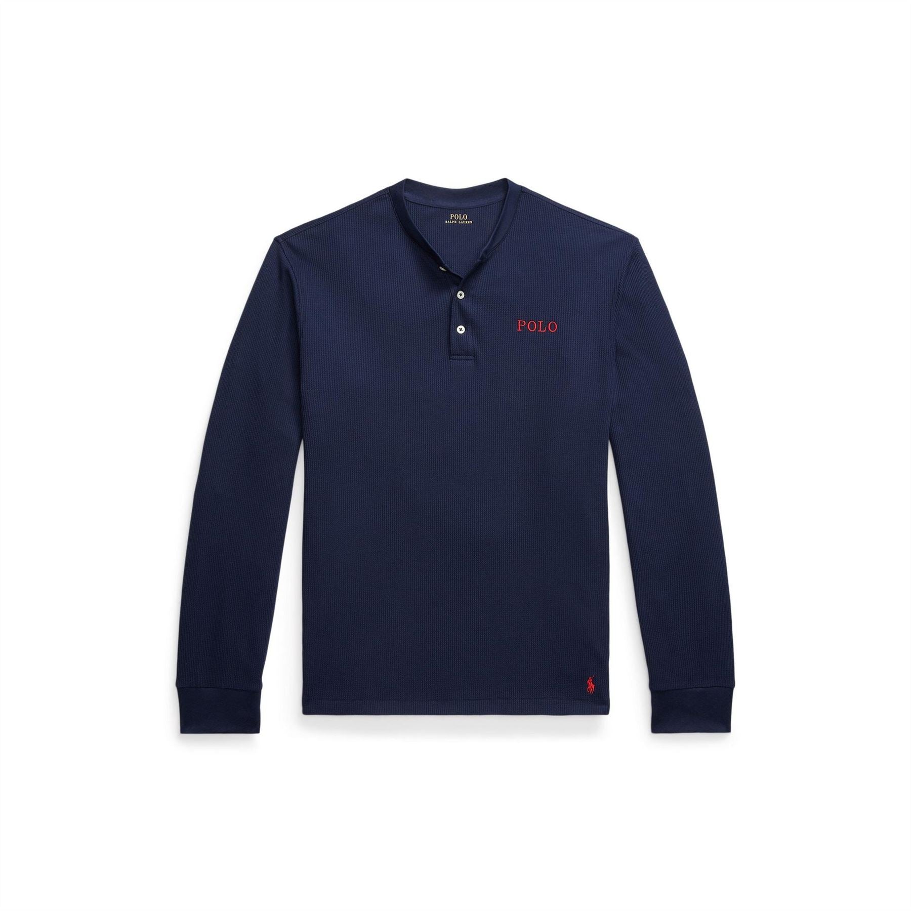 Polo Ralph Lauren Waffle Knit Henley Long Sleeve Top