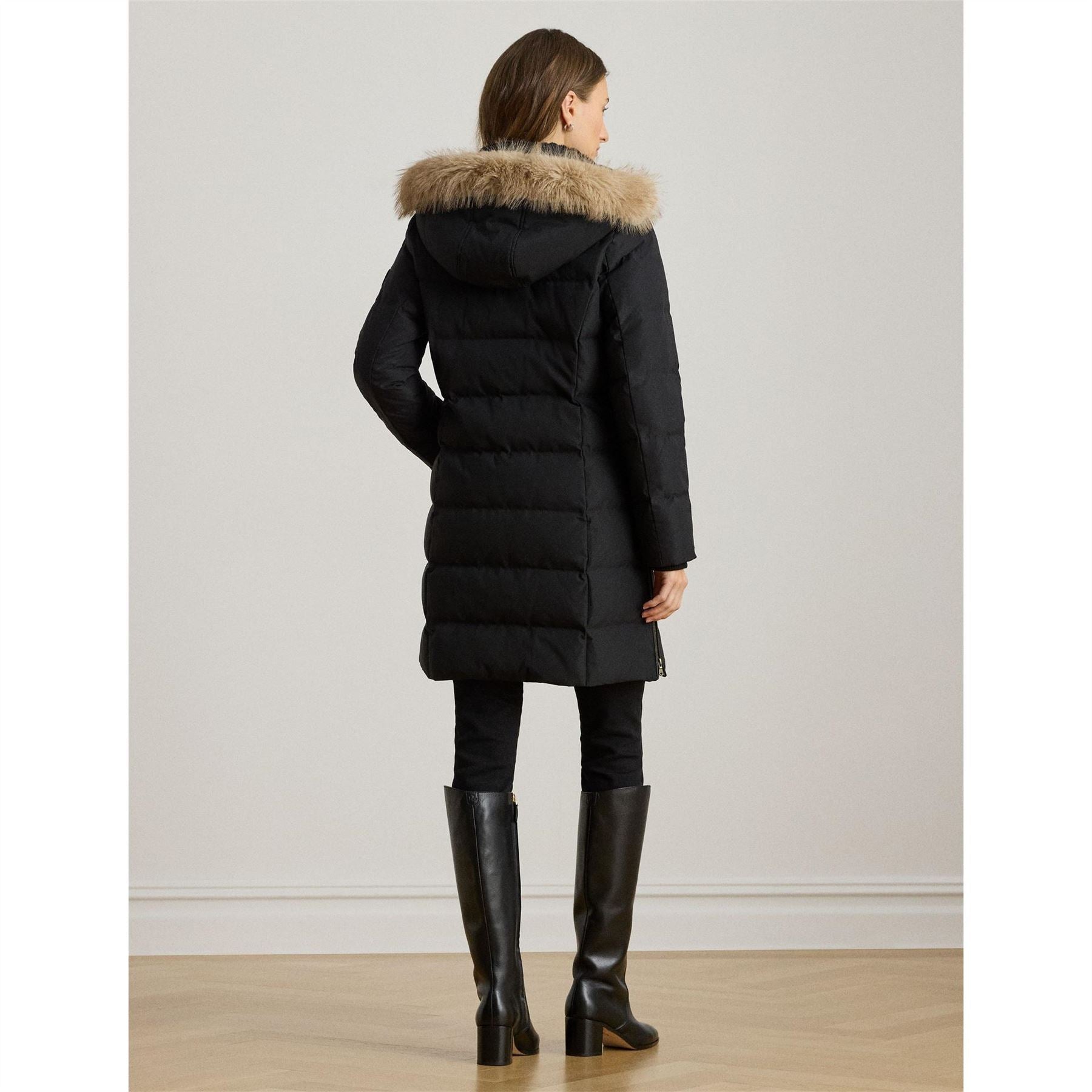 Lauren by Ralph Lauren Fur Hoody Coat Ld64