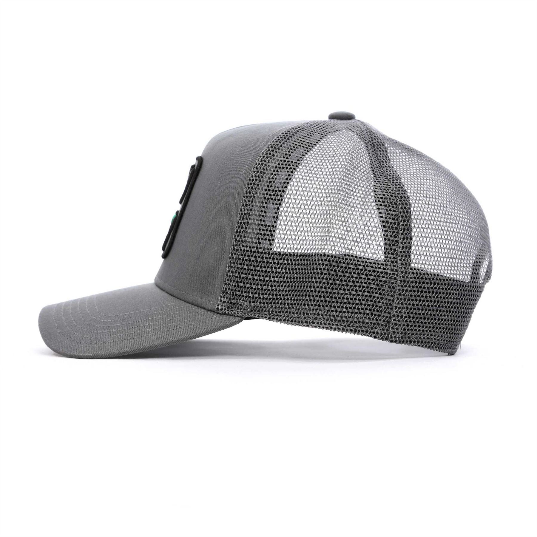 Societe Noir Lettering Pre Curved Brim Trucker Cap With Logo