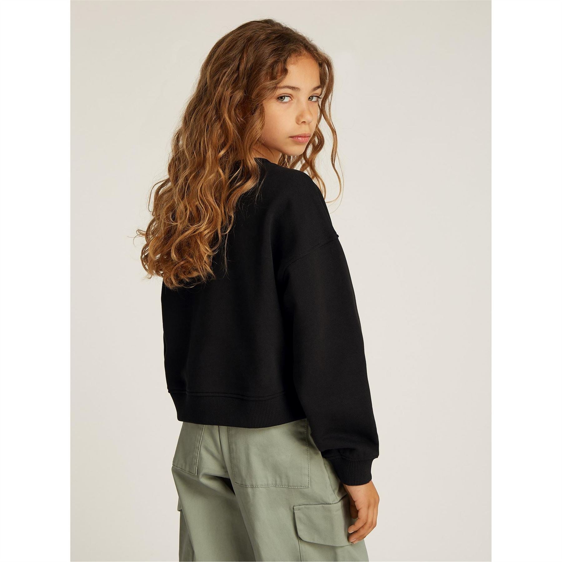Calvin Klein Jeans Regular Fit Cropped Crew Neck Sweatshirt