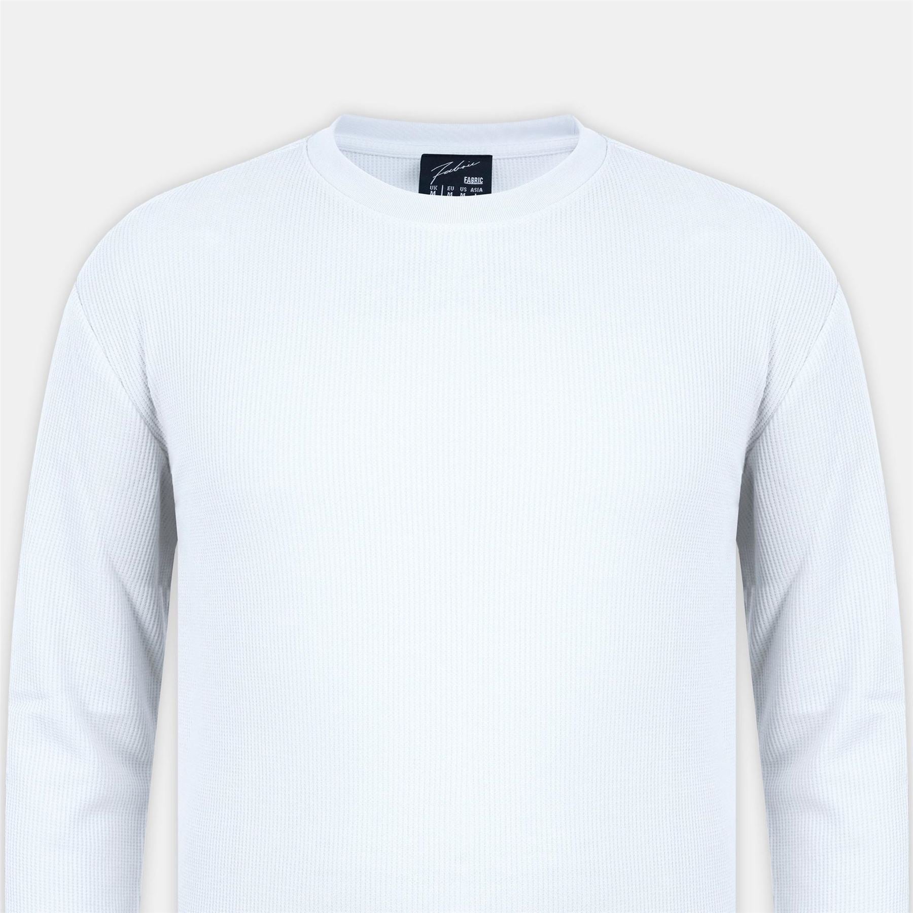 Fabric Crew Neck Long Sleeve Waffle T-Shirt