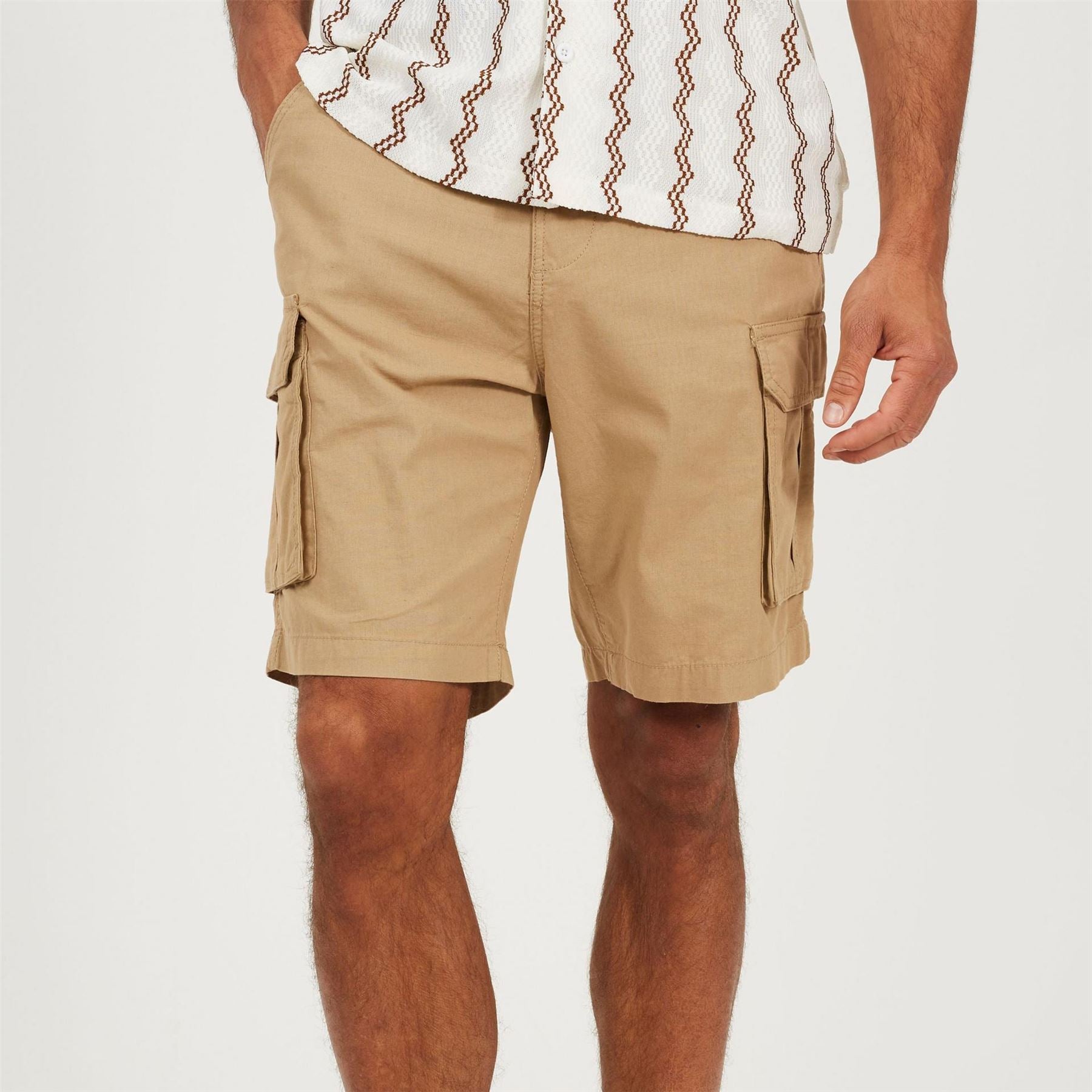 Brave Soul Mens Cotton Canvasas Cargo Shorts