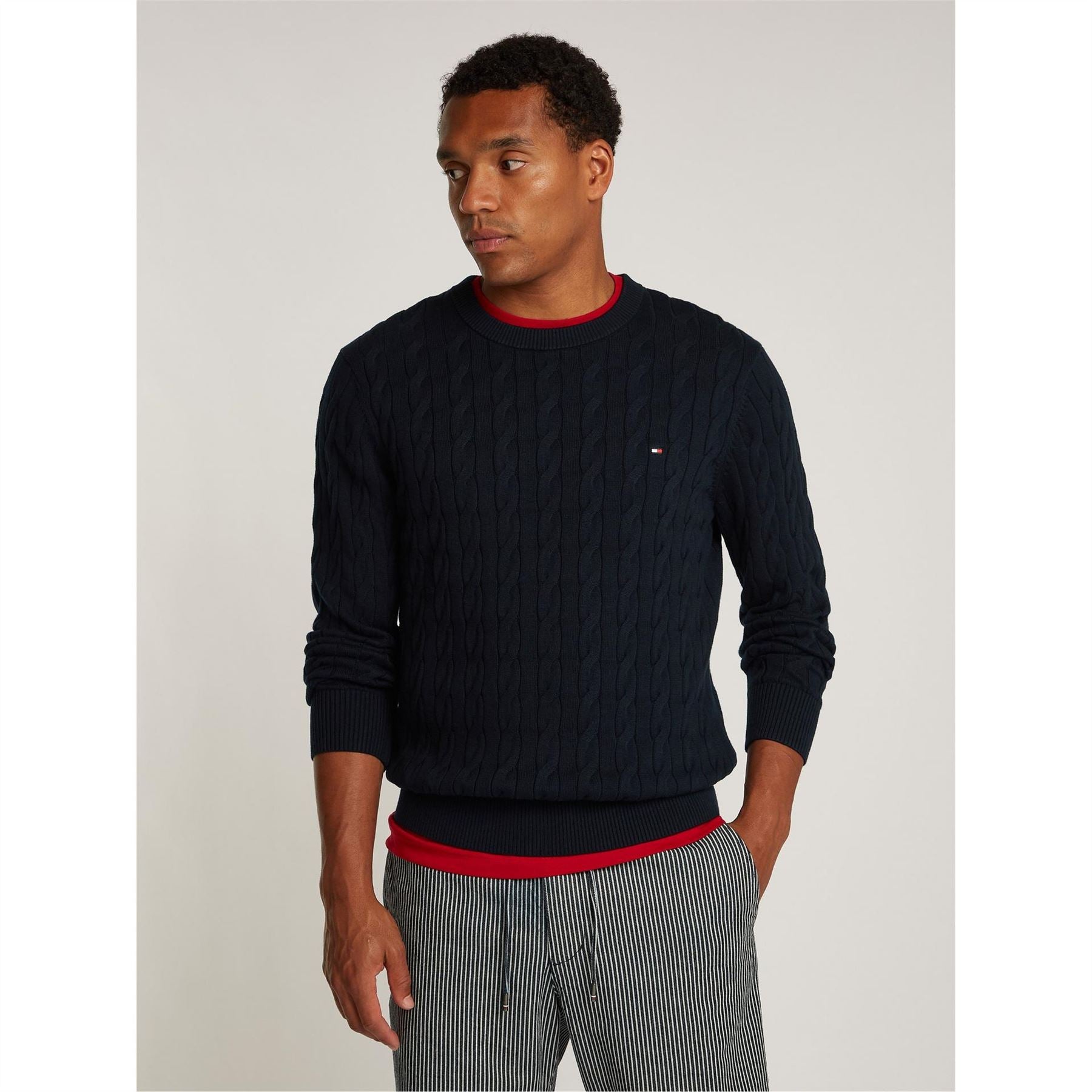 Tommy Hilfiger Hilfiger Classic Cotton Cable Crew Neck