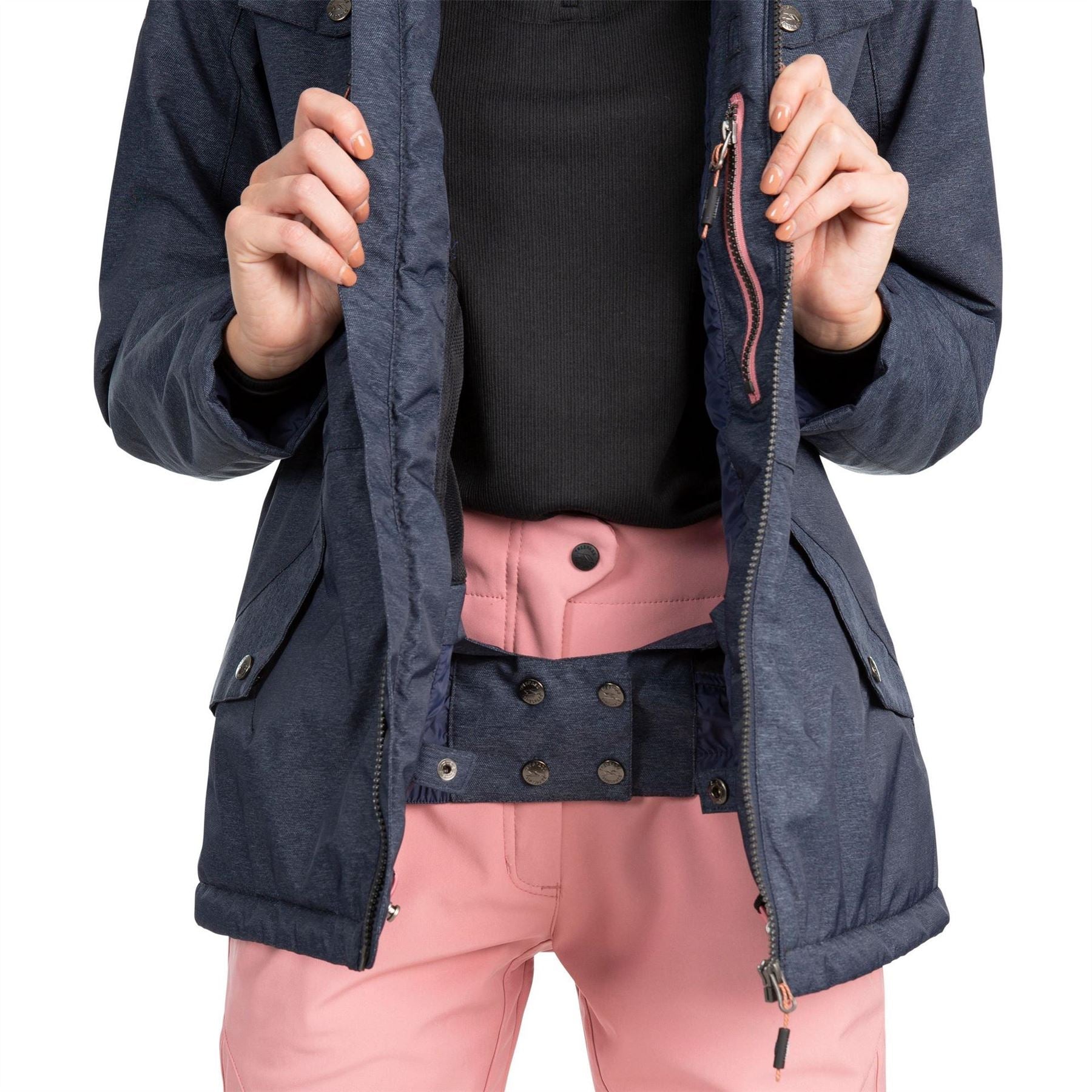 Trespass Signal Heathered Patterned Hooded Ribbed Cuff Ski Jacket