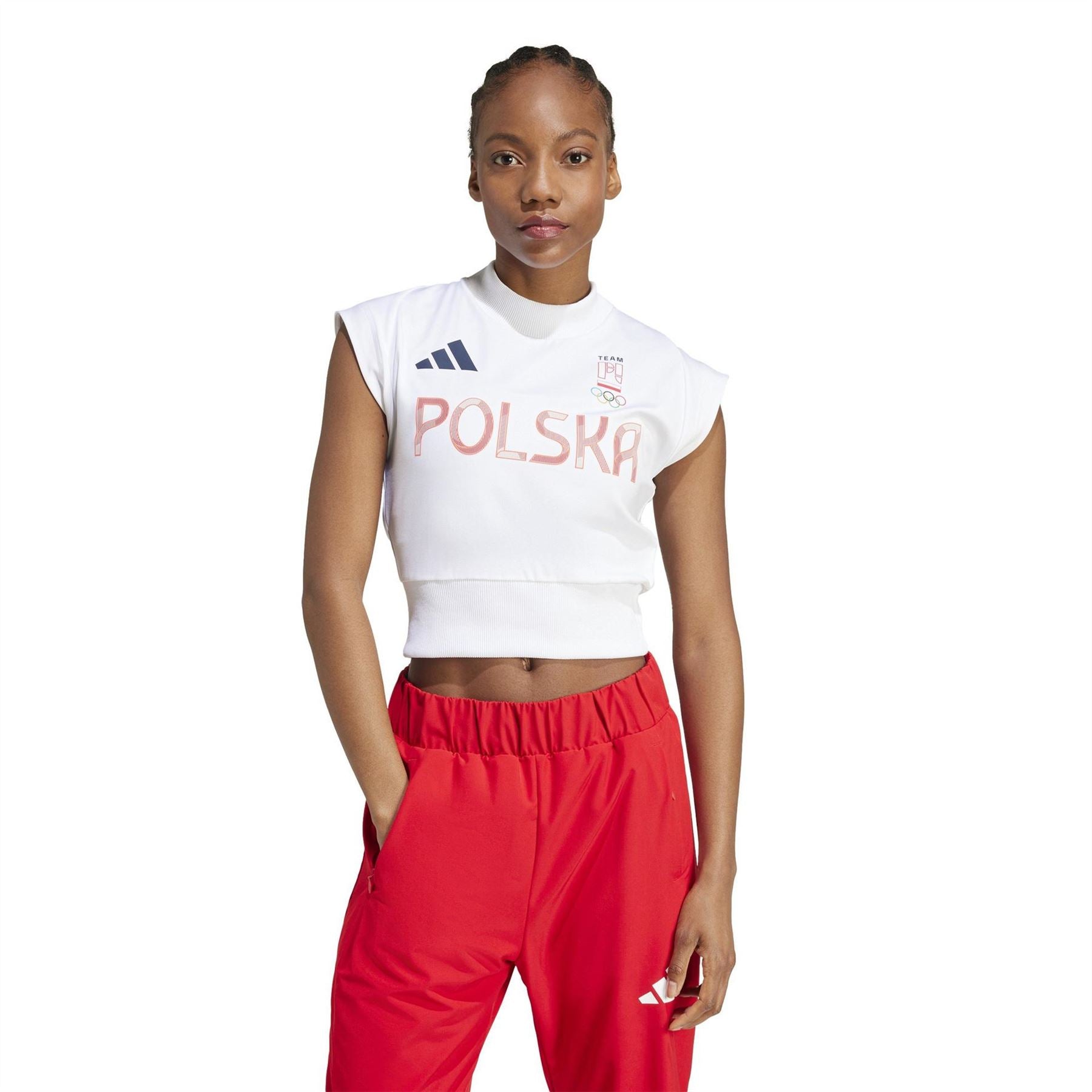 adidas Printed Logo Mock Neck Short Sleeve Jersey T-Shirt