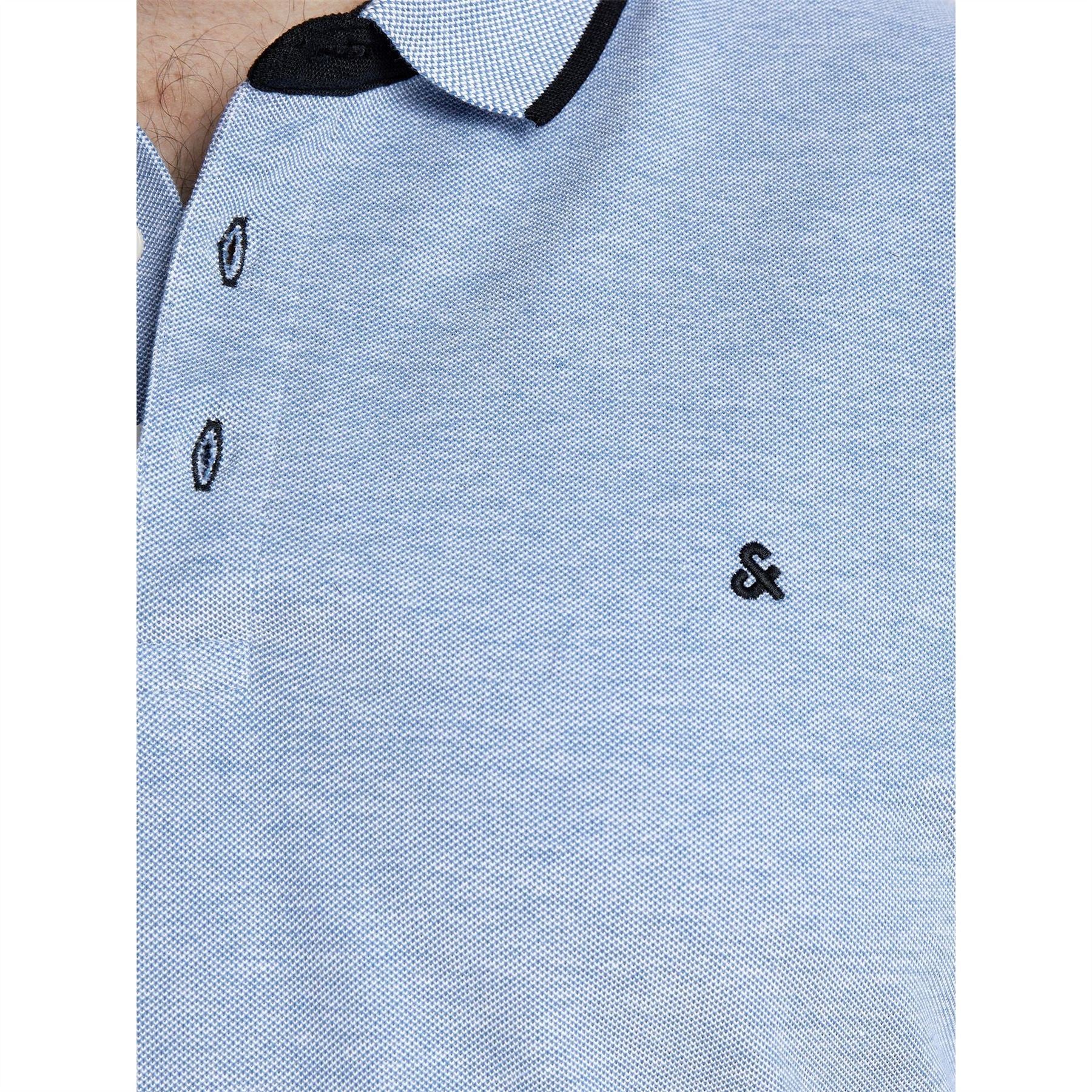 Jack and Jones Mens Paulos Tipped Pique Short Sleeve Polo Shirt Plus Size