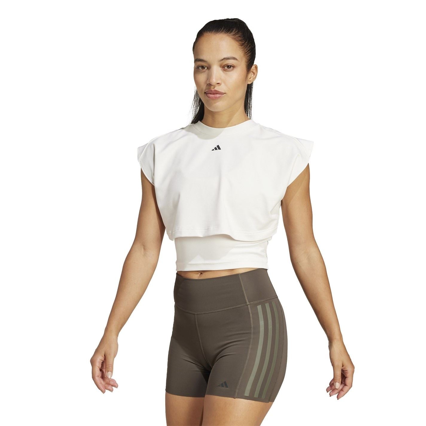 adidas Womens Power Boxy French Terry 3 Stripes Tank Top