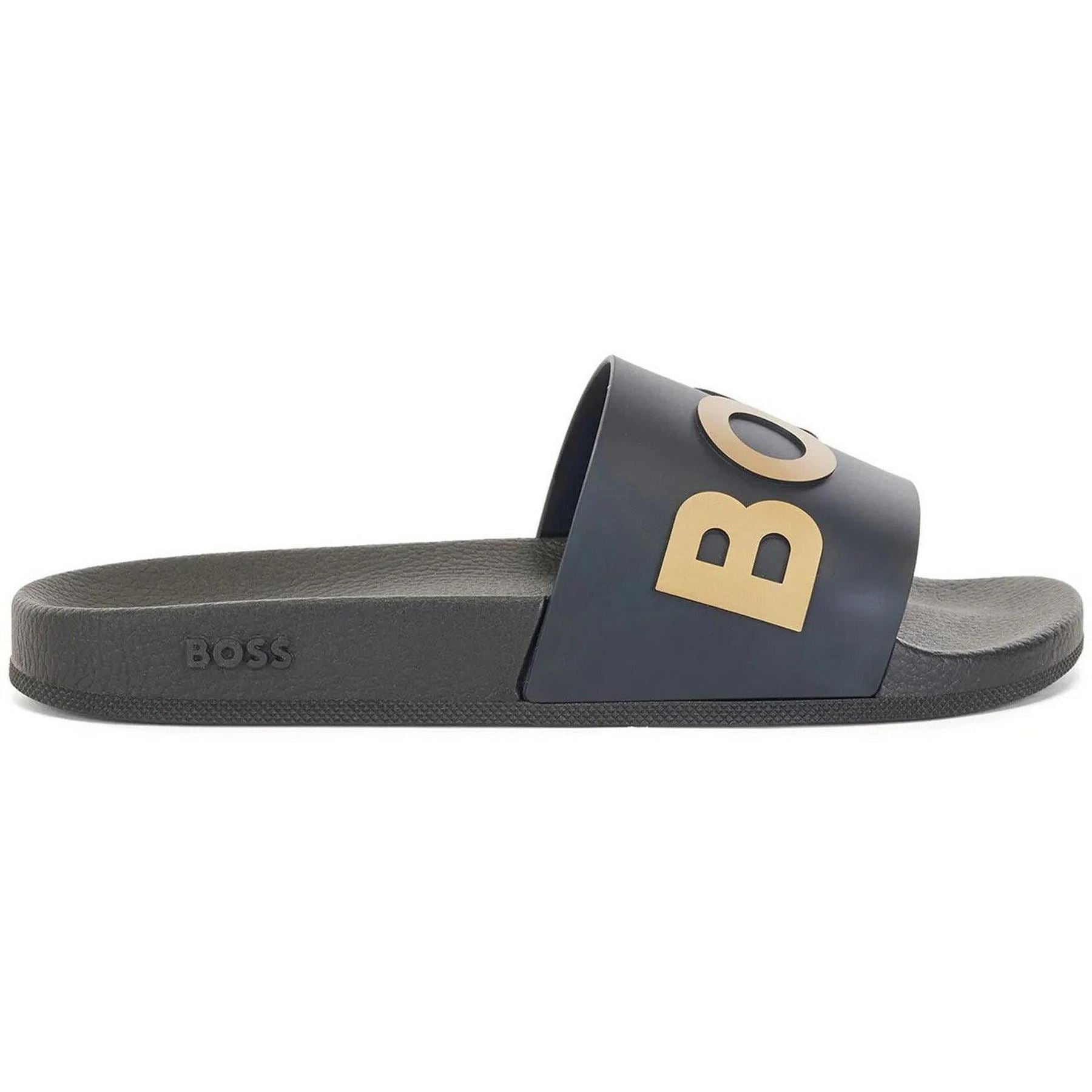 Boss Bay It Slide Logo Print Open Toe Flats