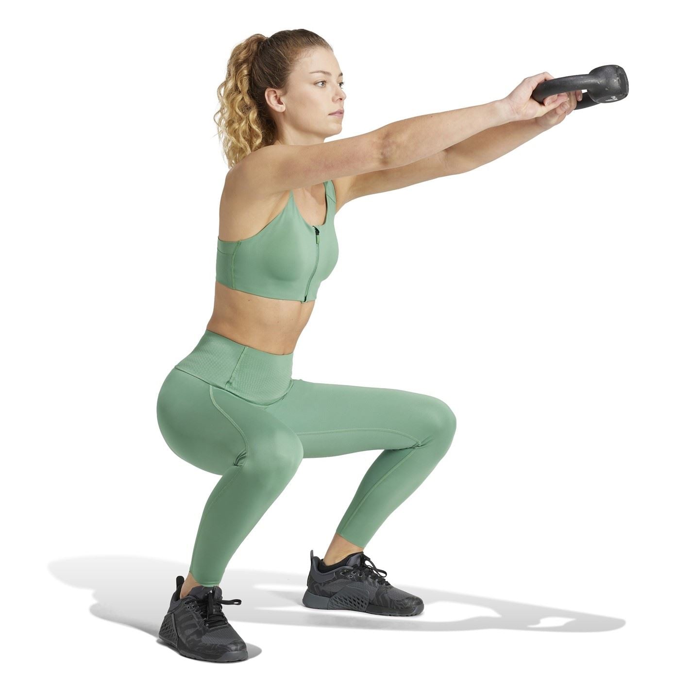 adidas Lux Scoop Neck Front Zipper Sports Bra