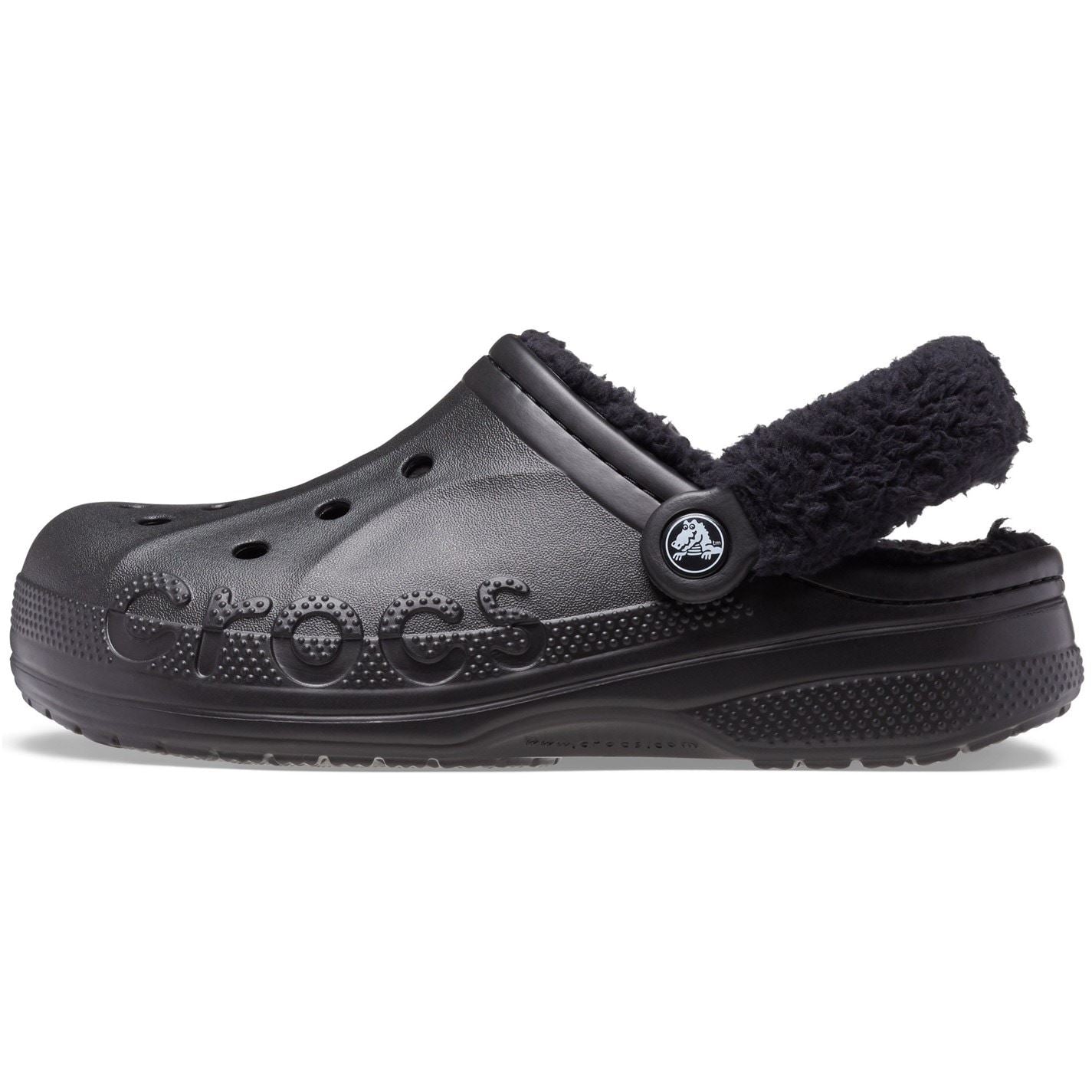 Crocs Baya Lined Fuzz Strap Closed Toe Clogs