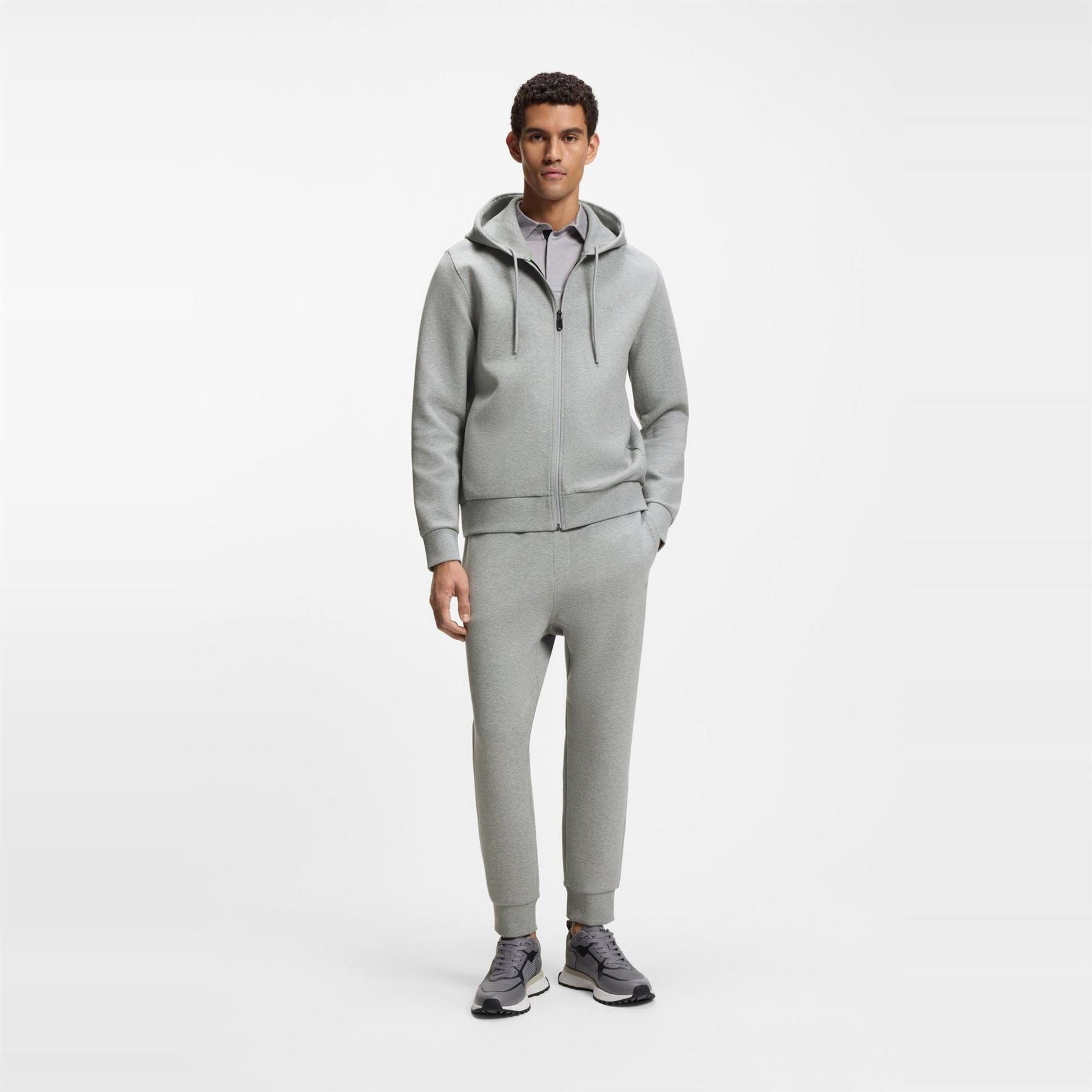 Boss BOSS GREEN Full Zip Hoodie with Adjustable Drawstring Hood   Streamlined Design