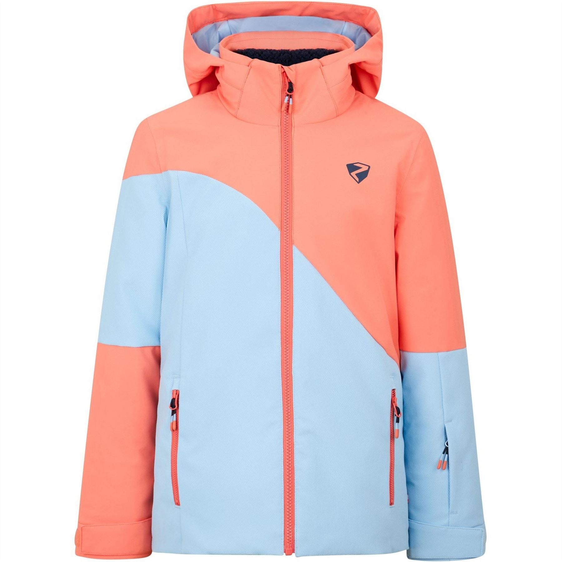 Ziener Avine Color Block Hooded Ski Jacket with Logo Badge