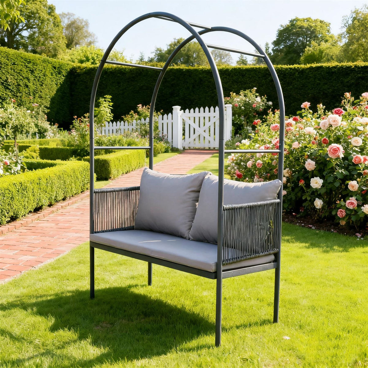 Linea Arched Metal Garden Bench