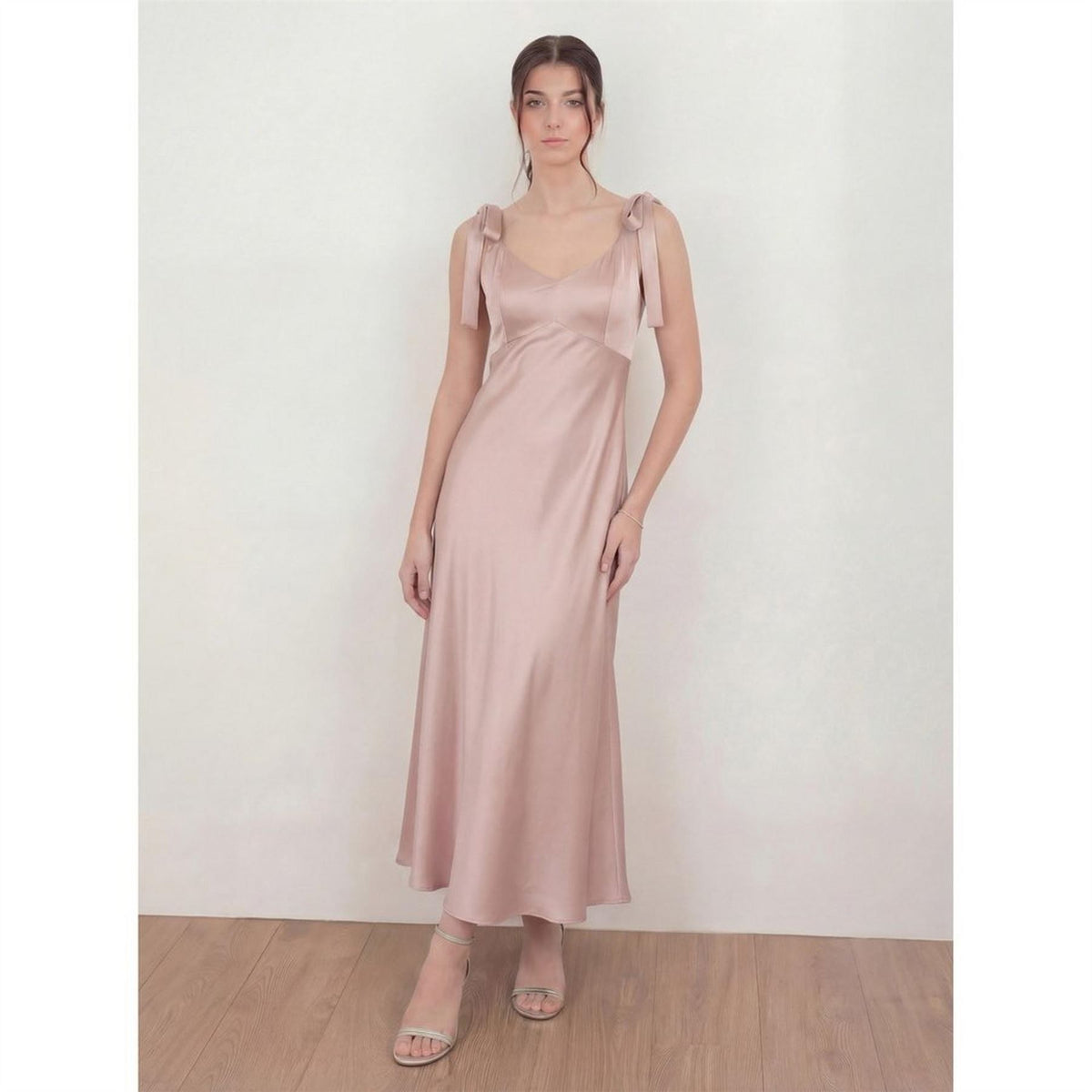 Maya Deluxe Tie Shoulder Satin Maxi Bridesmaid Dress