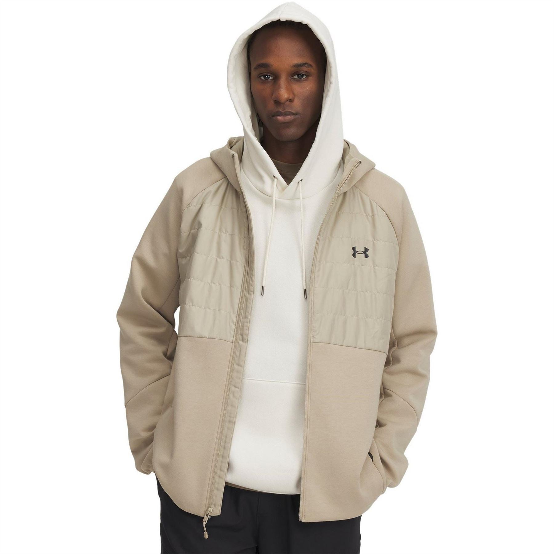 Under Armour Solid Patterned Hooded Ribbed Cuff Softshell Jacket