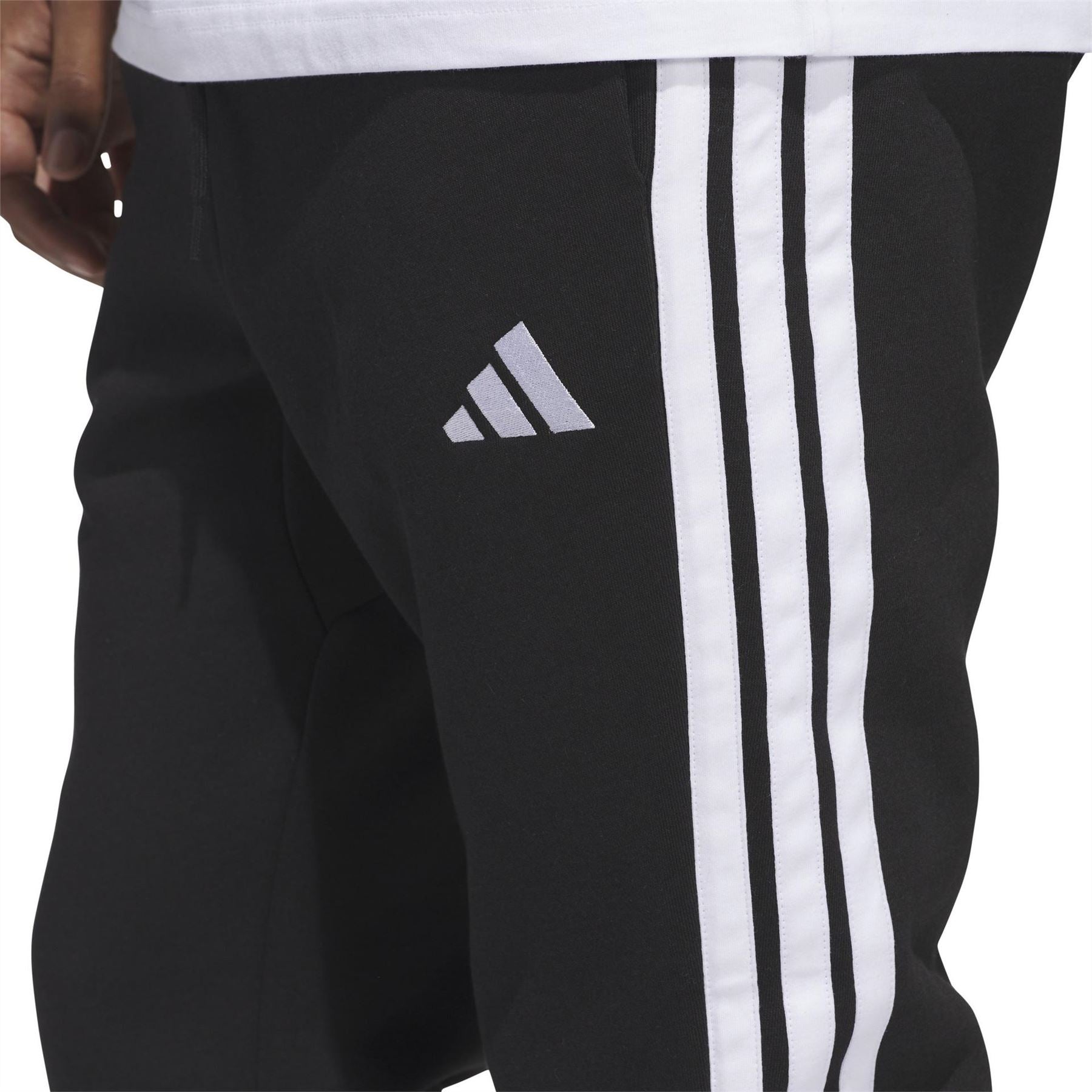 adidas Fleece Tapered Cuff 3 Stripes Joggers M
