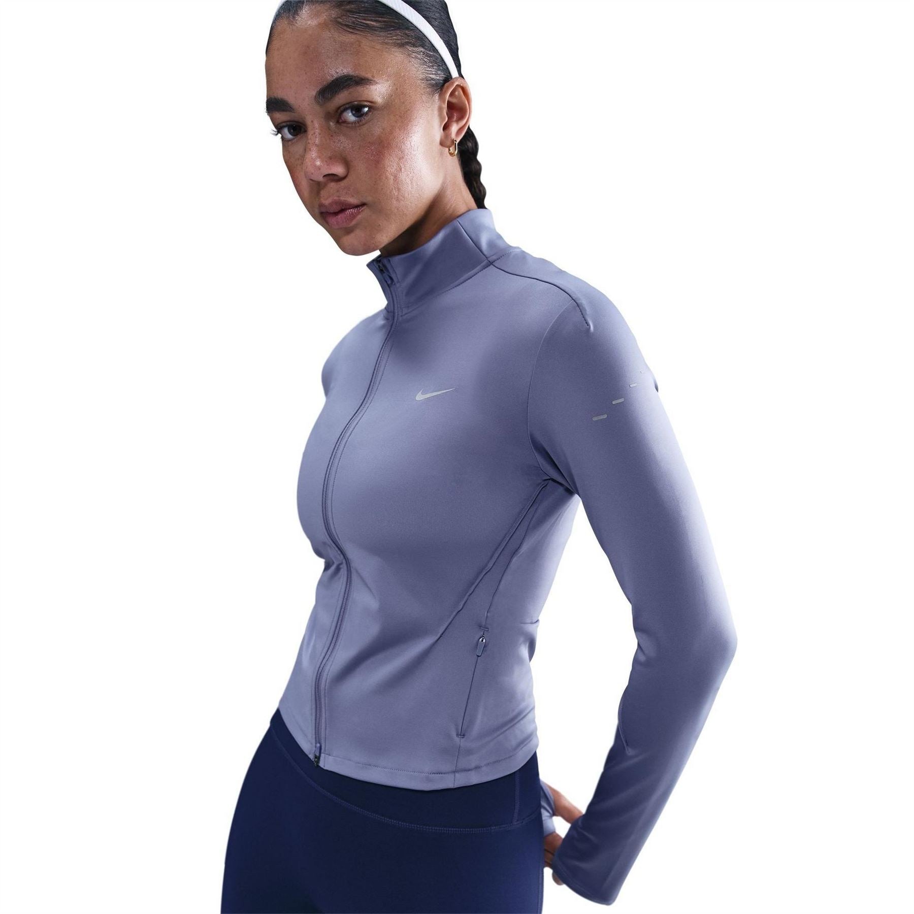 Nike Swift Reflective Accent Slim Fit Long Sleeve Thumb Hole Sleeve Top