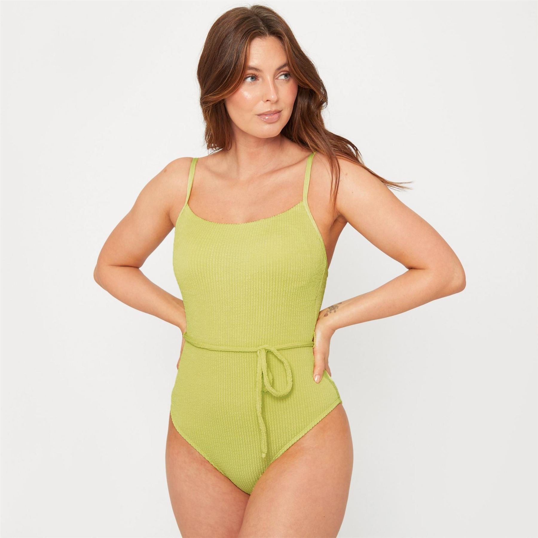 Be You Textured Belted Swimsuit