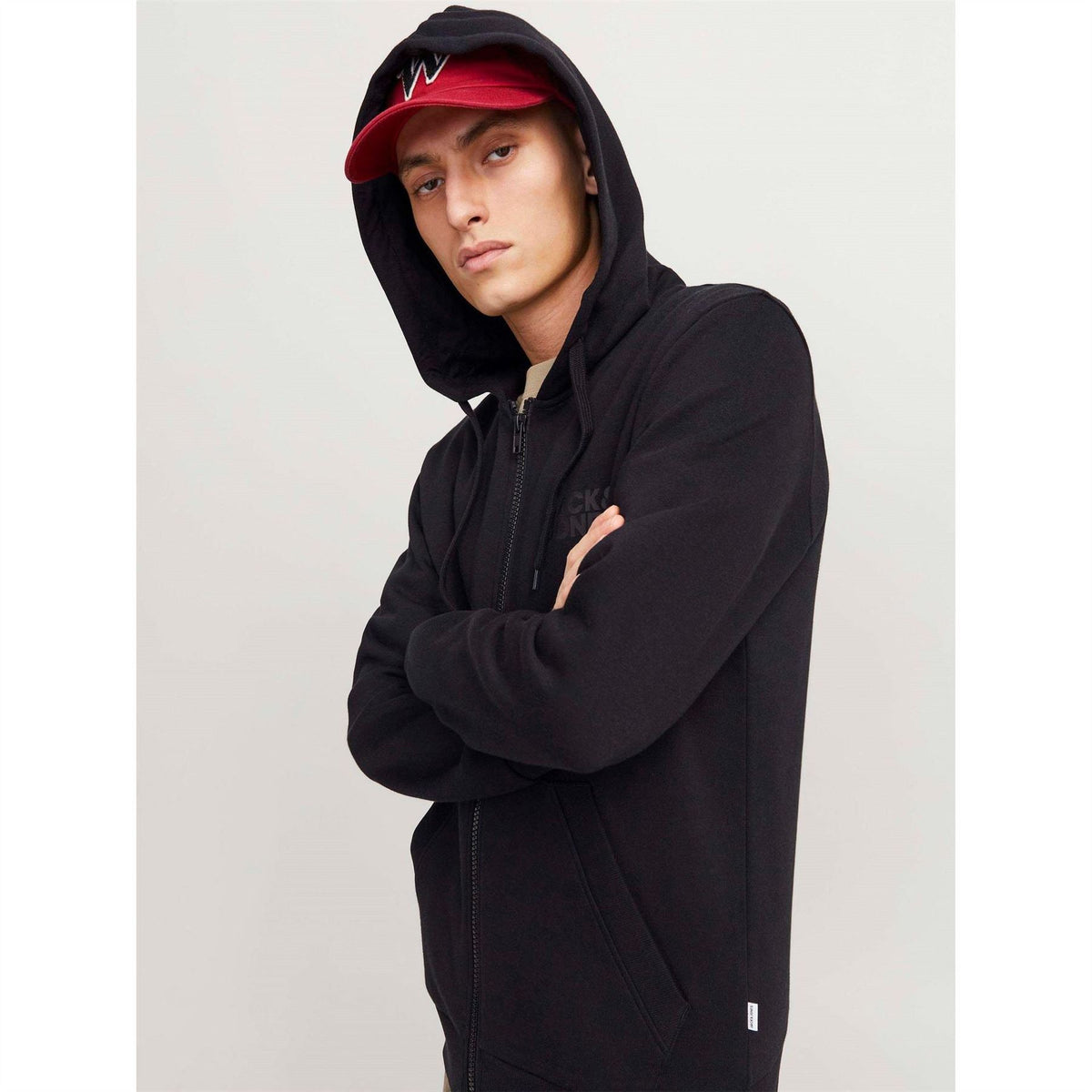 Jack and Jones Mens Corp Logo Sweat Zip Hood